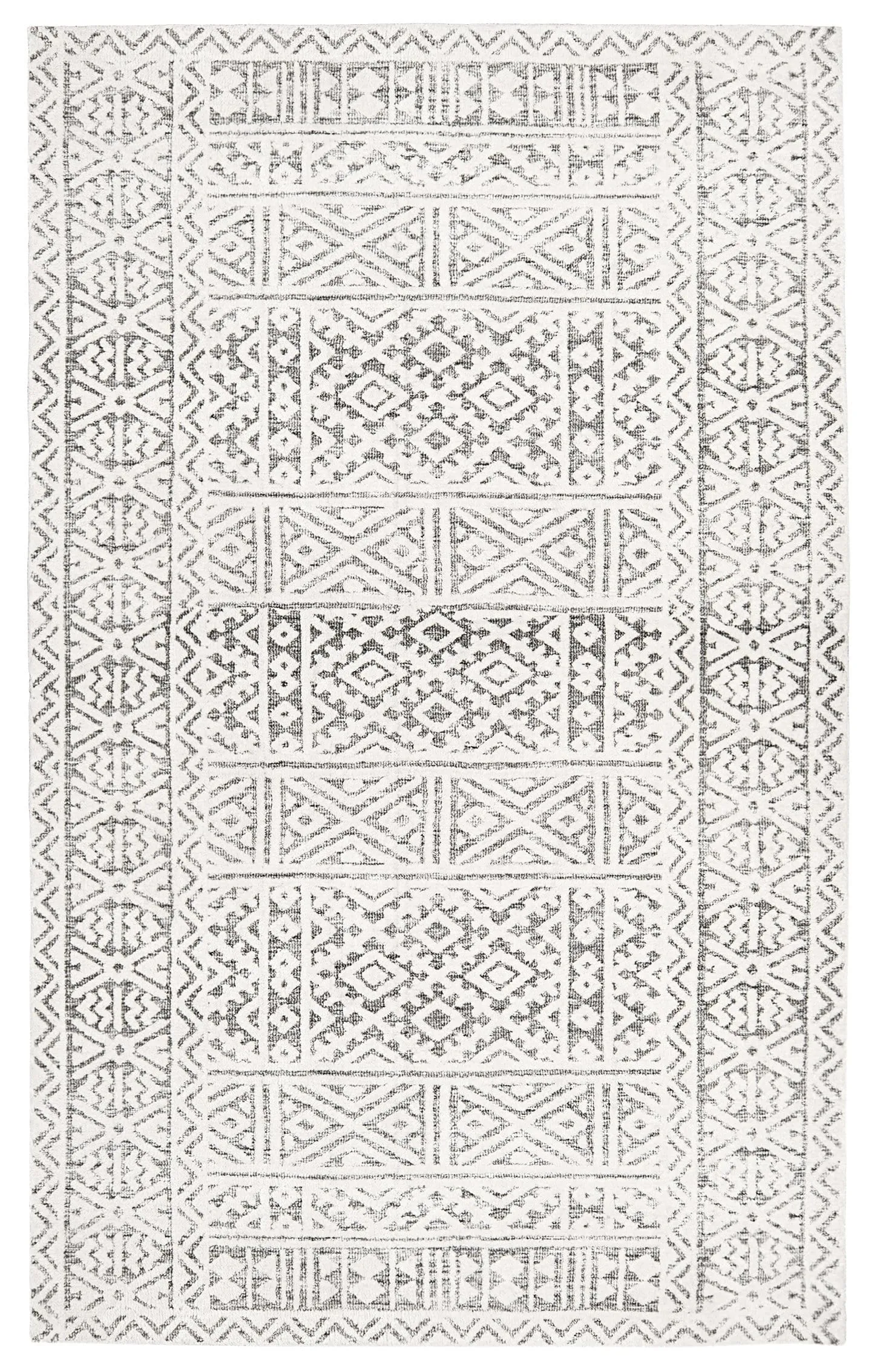 Tatiana Ivory and Grey Textured Tribal Rugmodern color block patchwork rug