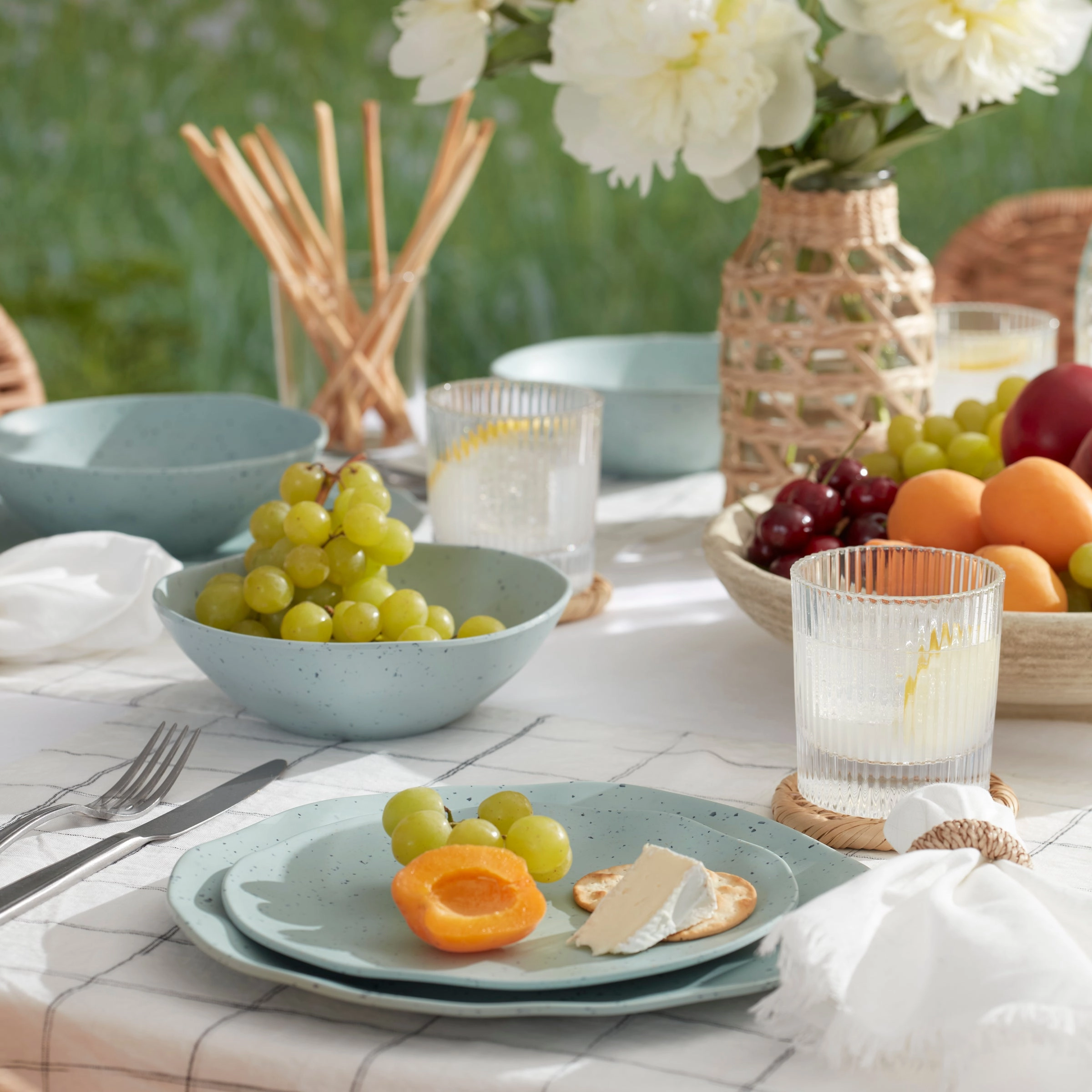 Terrazzo Melamine Mint 12-Piece Dinnerware Set