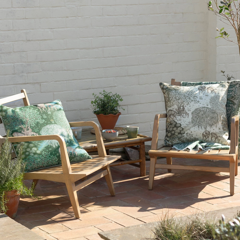 The Brook Printed Outdoor Cushion Forest Green