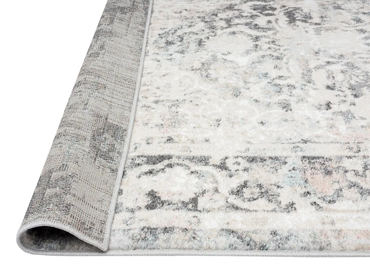 Thea Cream And Grey Traditional Medallion Floral Rug *NO RETURNS UNLESS FAULTY