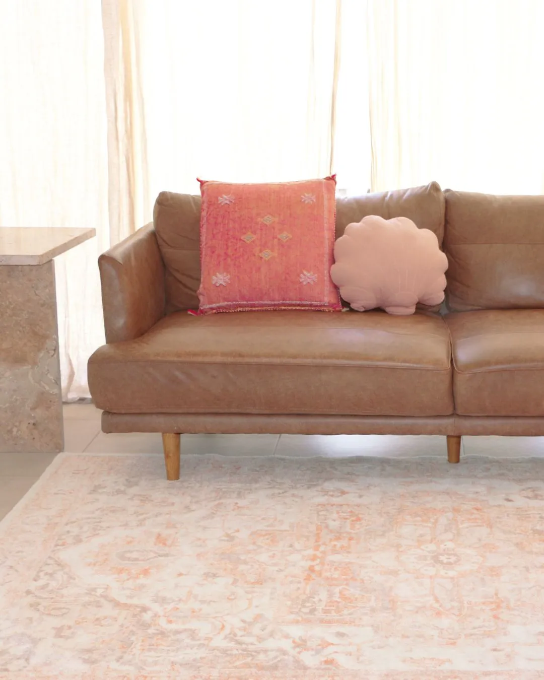 Theodora Orange and Beige Distressed Washable Rug *NO RETURNS UNLESS FAULTY