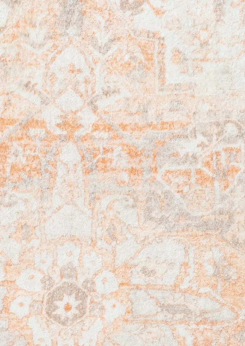 Theodora Orange and Beige Distressed Washable Rug *NO RETURNS UNLESS FAULTY