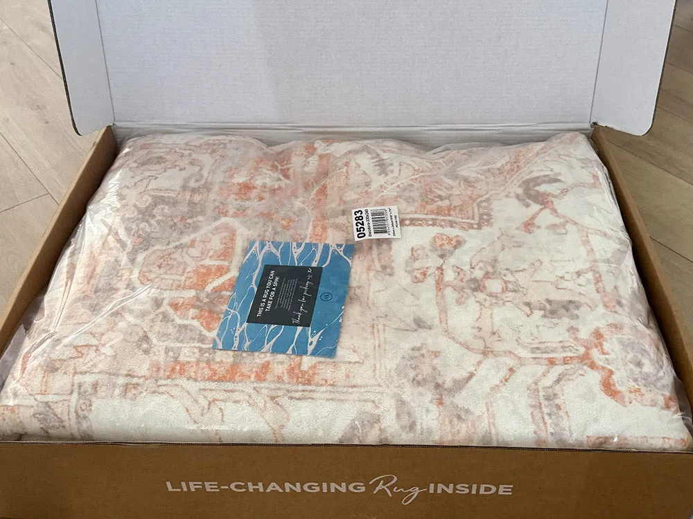 Theodora Orange and Beige Distressed Washable Rug *NO RETURNS UNLESS FAULTY