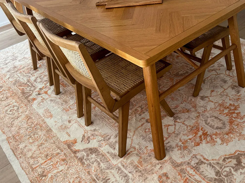 Theodora Orange and Beige Distressed Washable Rug *NO RETURNS UNLESS FAULTY