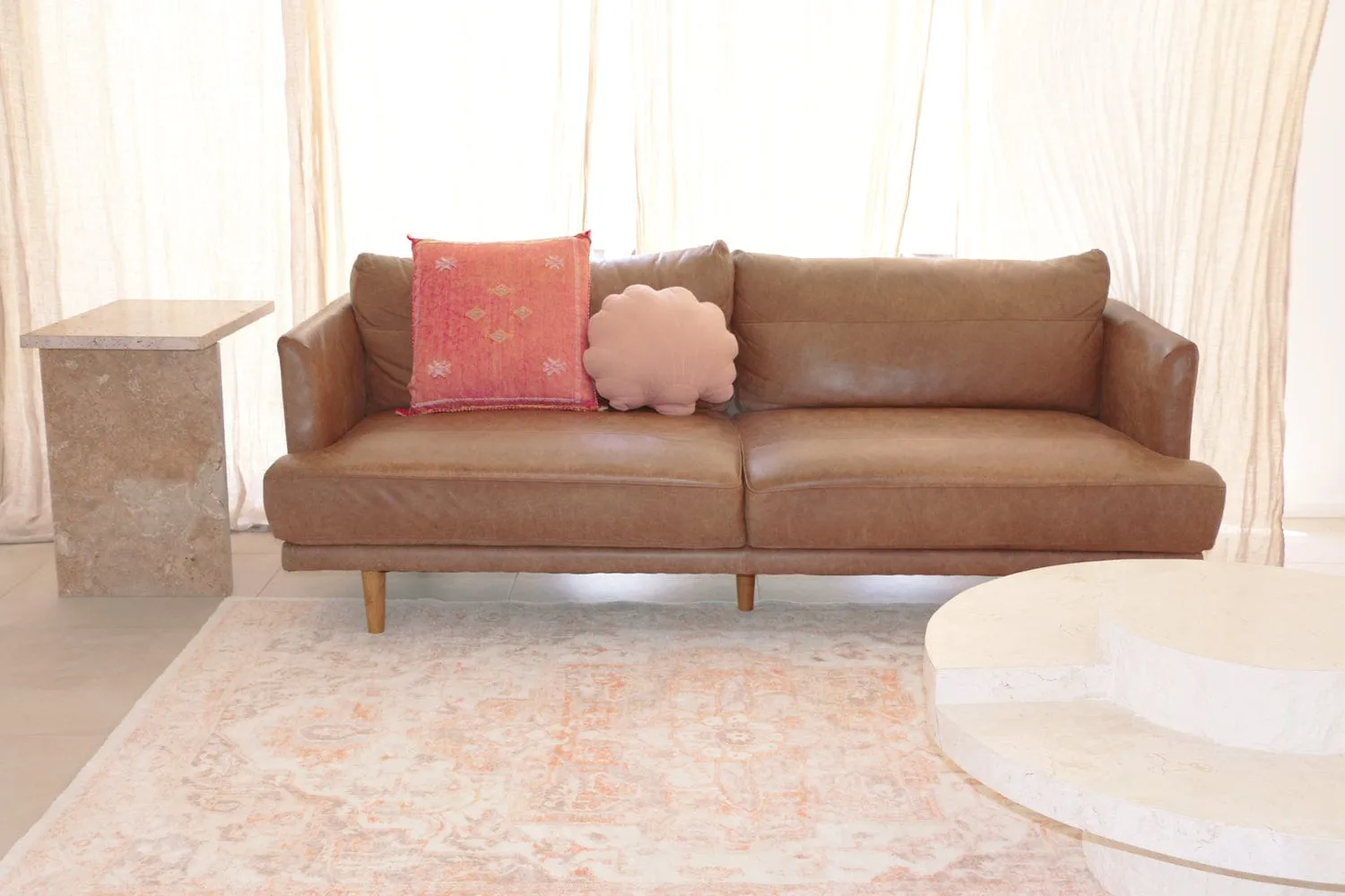 Theodora Orange and Beige Distressed Washable Rug *NO RETURNS UNLESS FAULTY