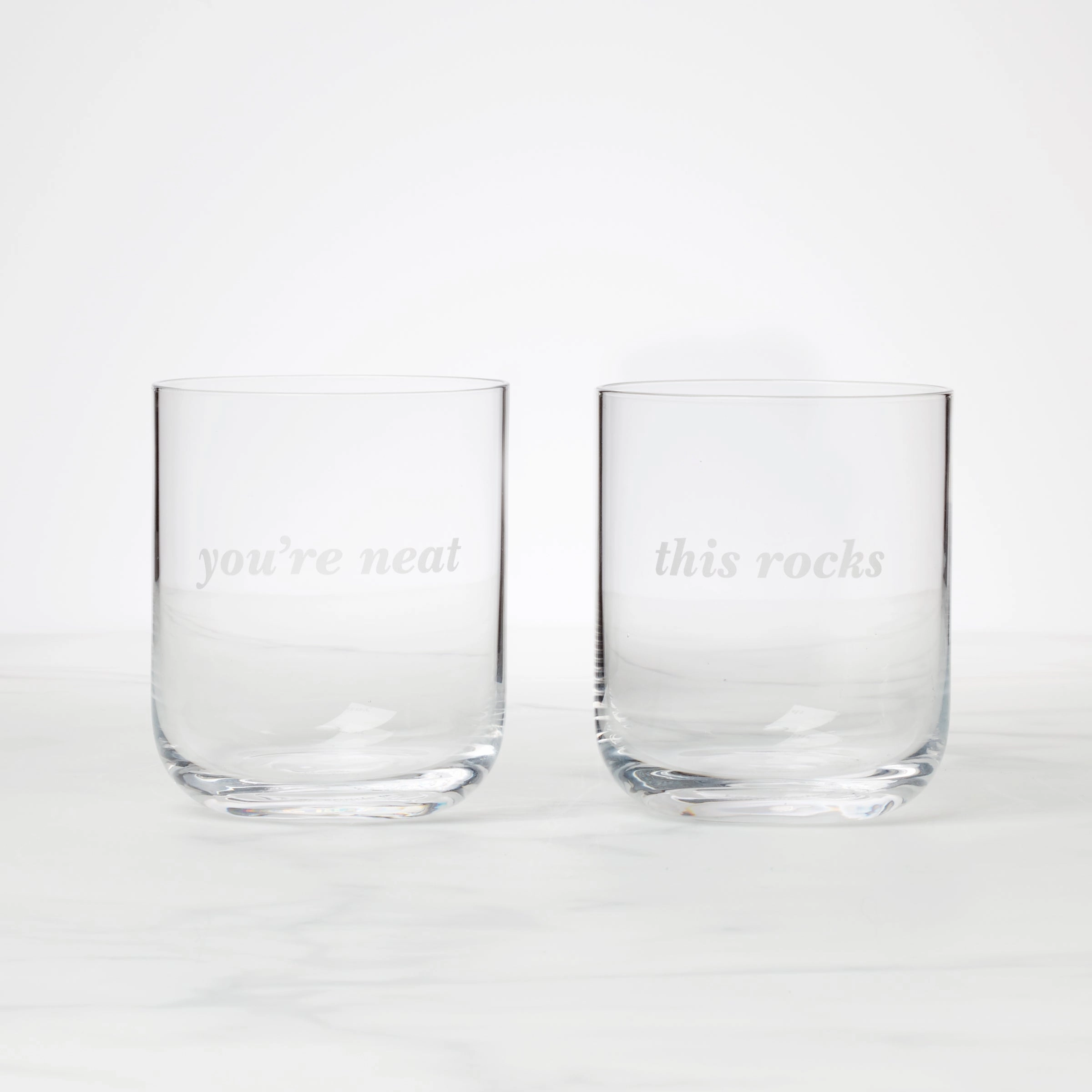 This Rocks & You're Neat Double Old Fashion Glasses - Set Ofglass cups ,personalized mugs 