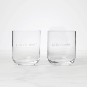 This Rocks & You're Neat Double Old Fashion Glasses - Set Ofglass cups ,personalized mugs 