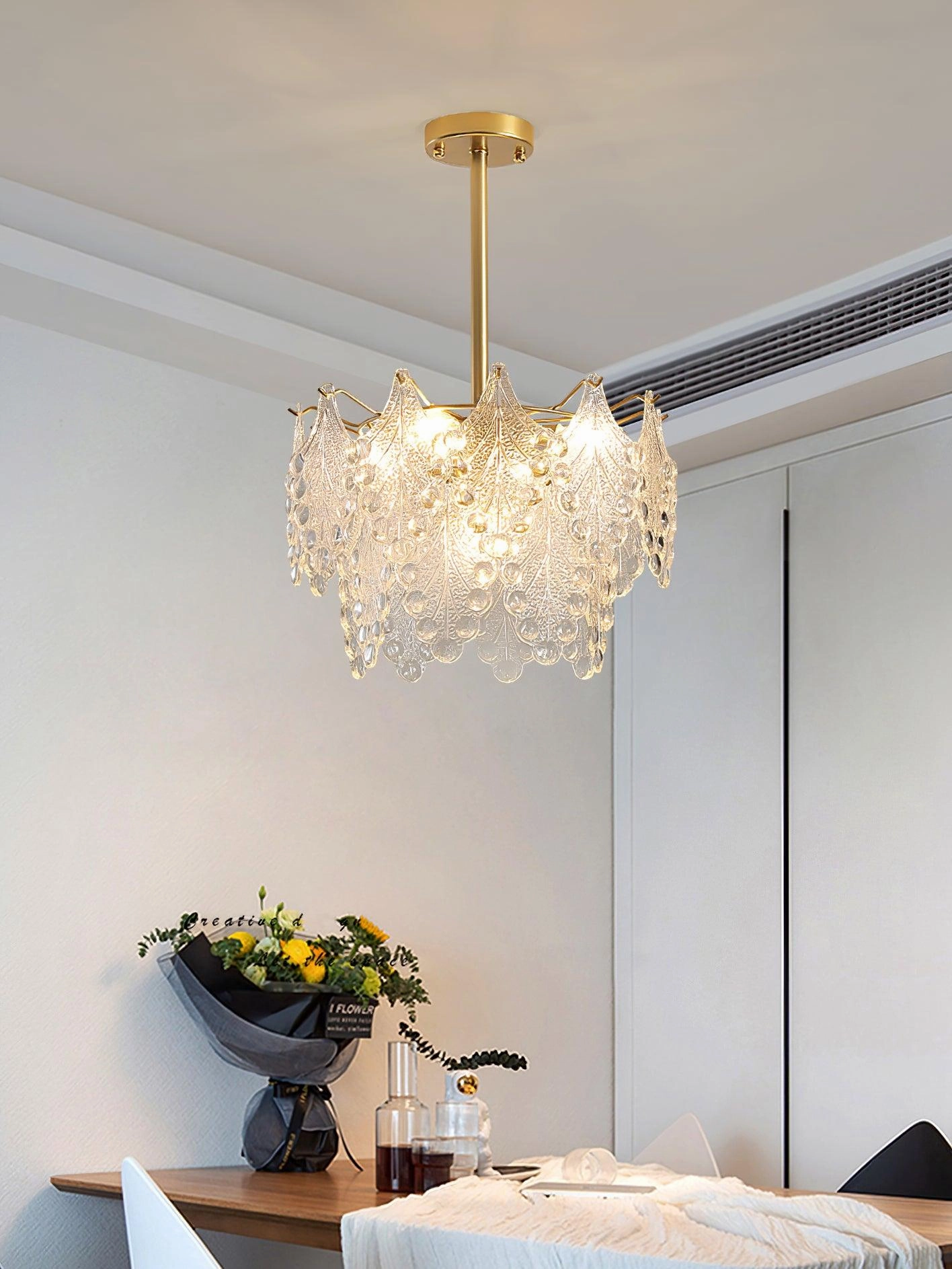 Tiered Carved Glass Chandelier