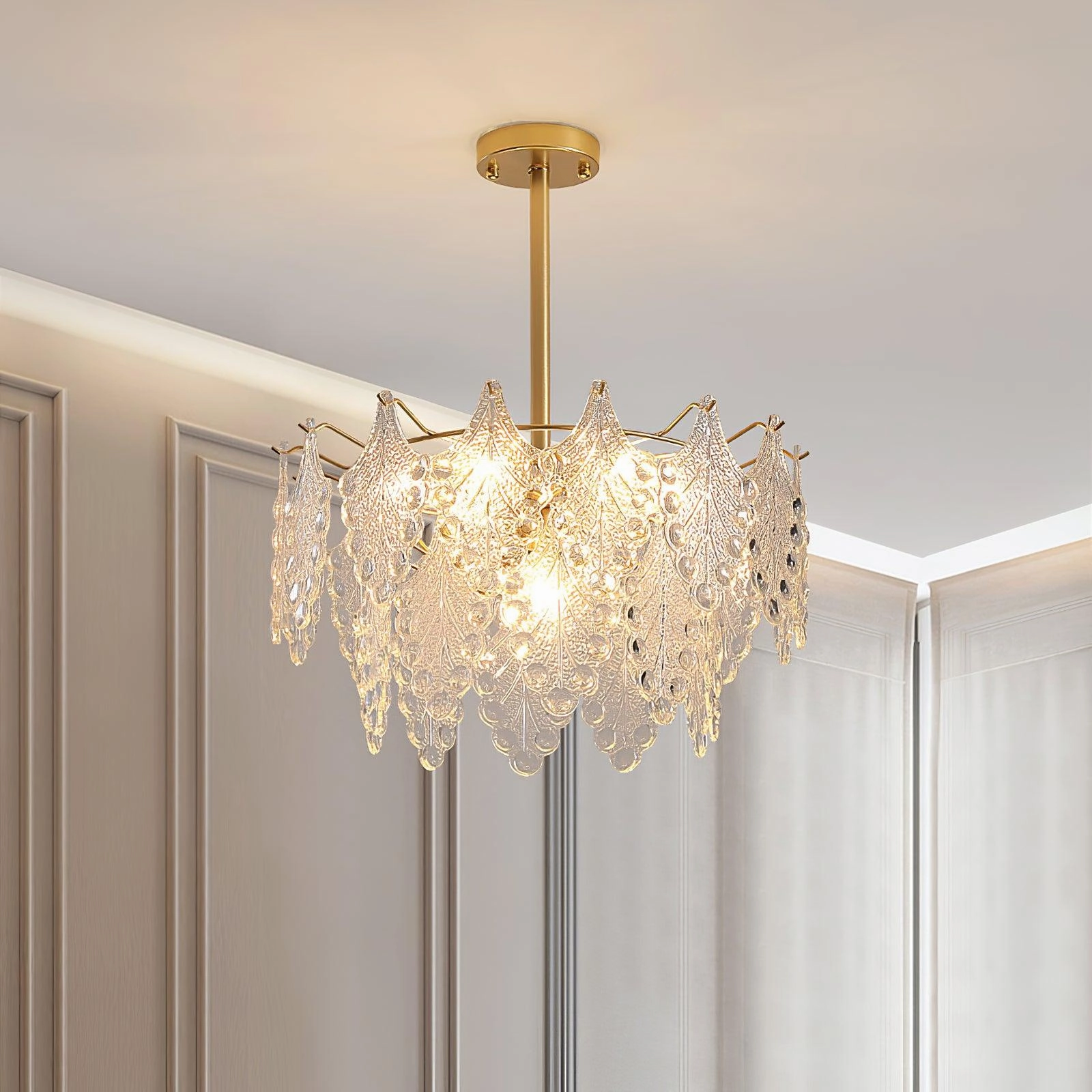 Tiered Carved Glass Chandelier