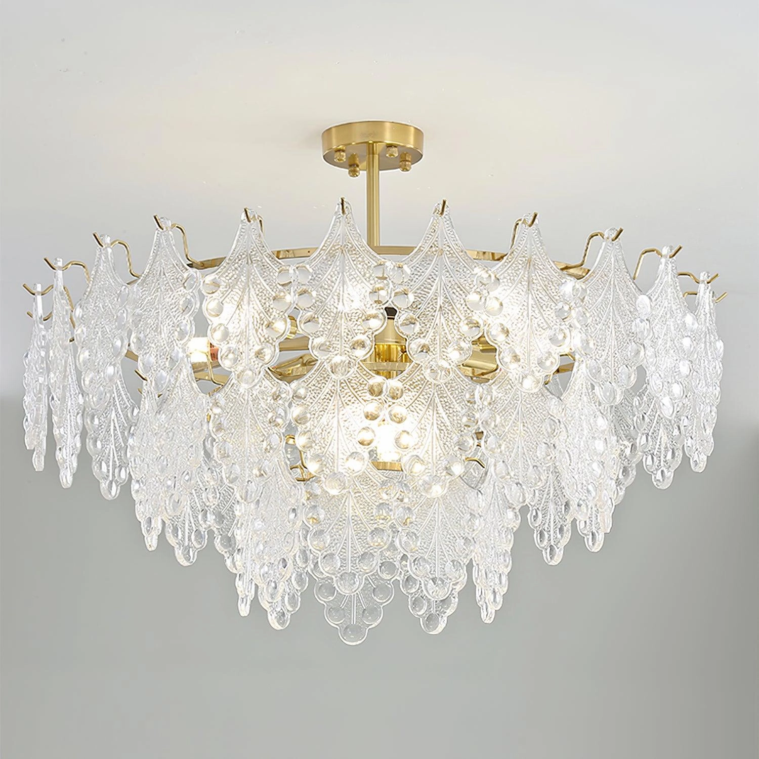 Tiered Carved Glass Chandelier