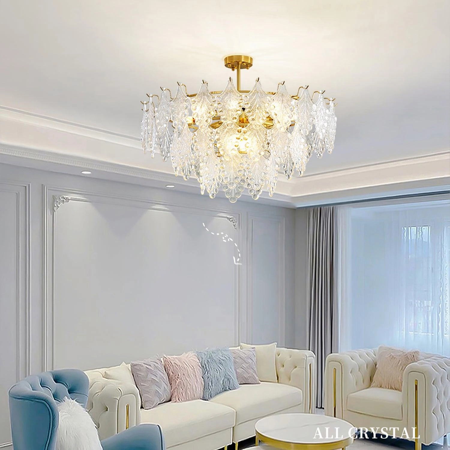 Tiered Carved Glass Chandelier