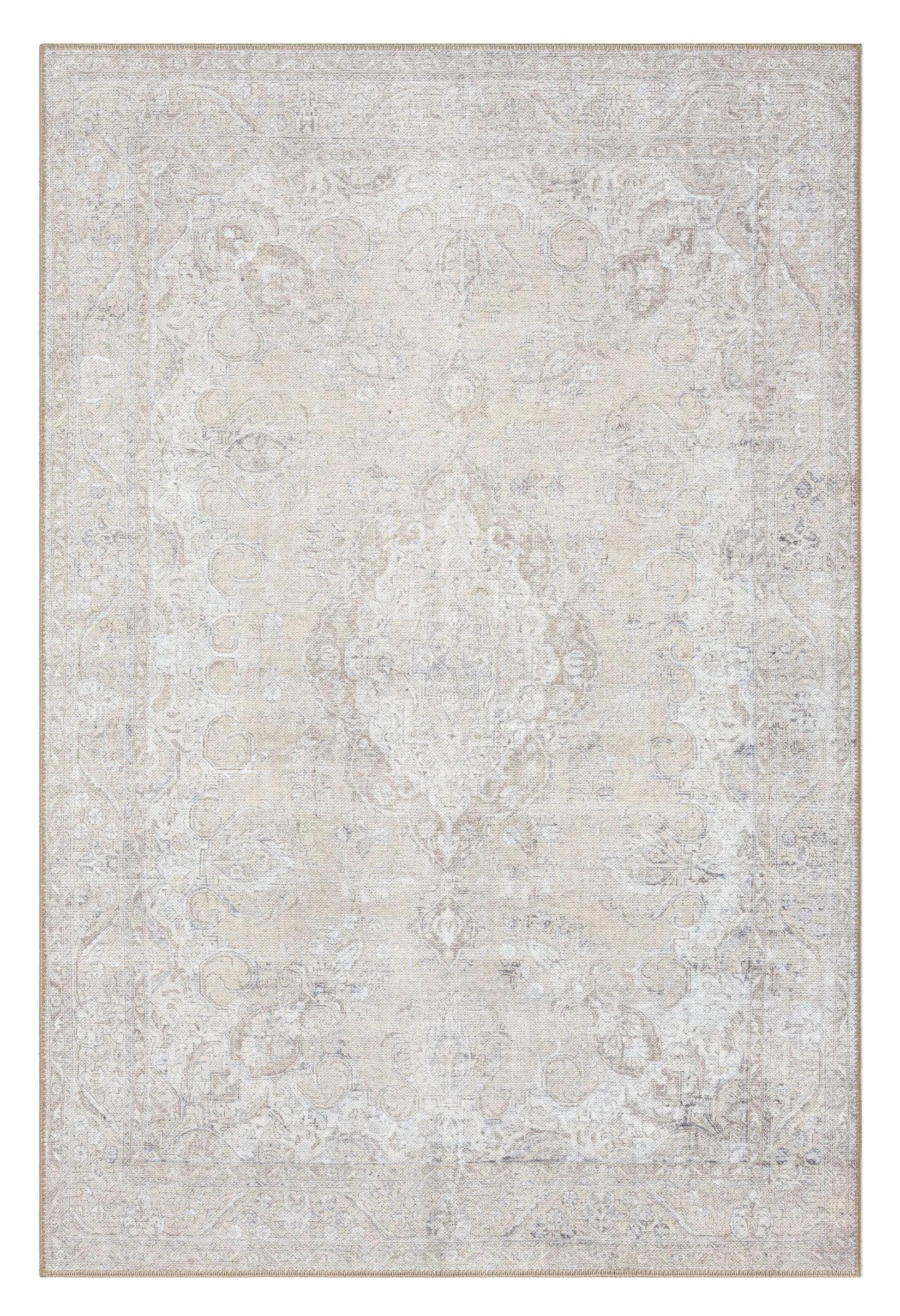 Tinka Beige and Grey Traditional Distressed Washable Rugmodern color block patchwork rug