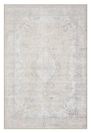Tinka Beige and Grey Traditional Distressed Washable Rugmodern color block patchwork rug