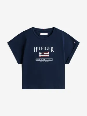 Tommy Hilfiger Girls Sequin Flag T-Shirt in Navy