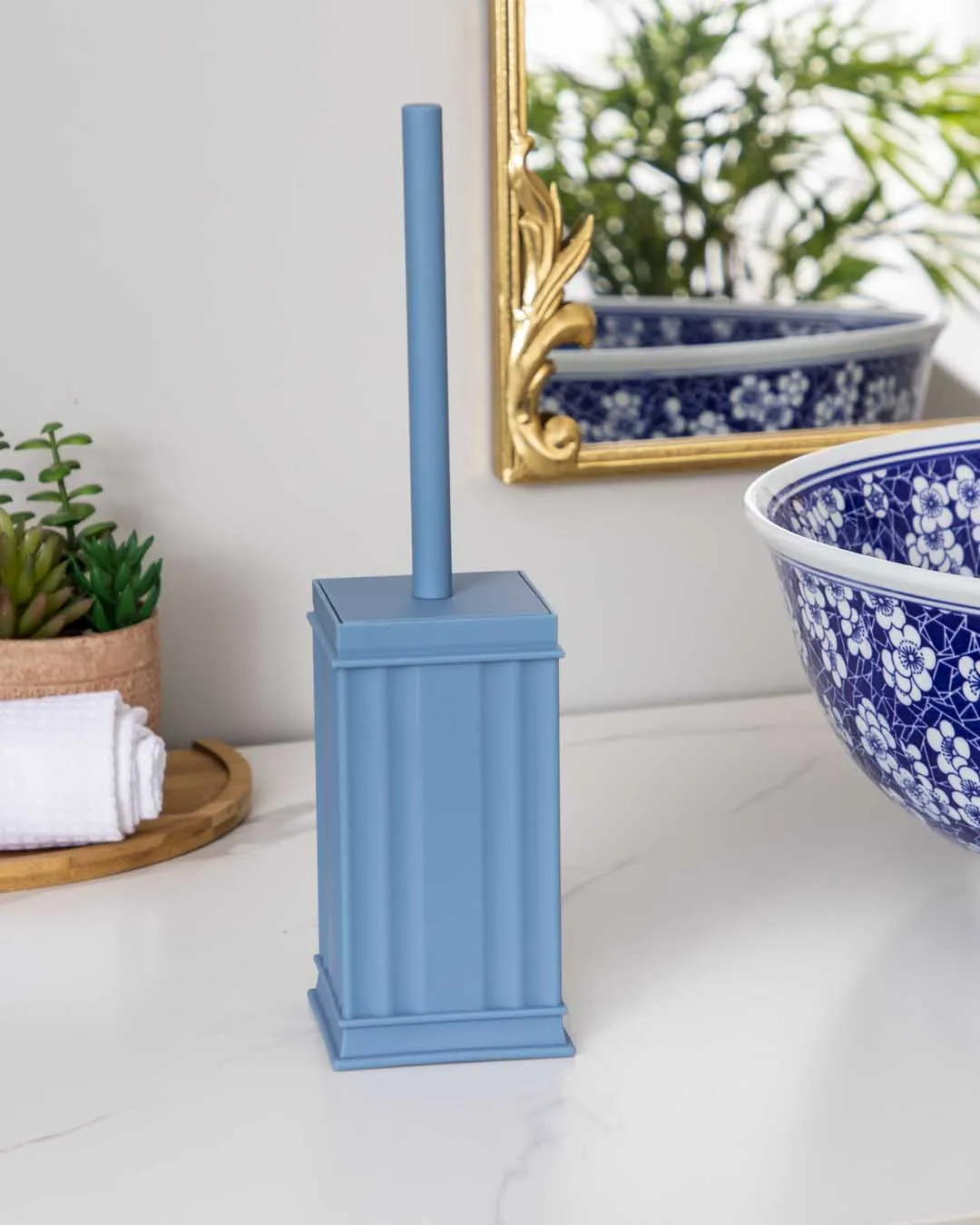 Traditional Contemporary 5 Piece Bathroom Set - Blue