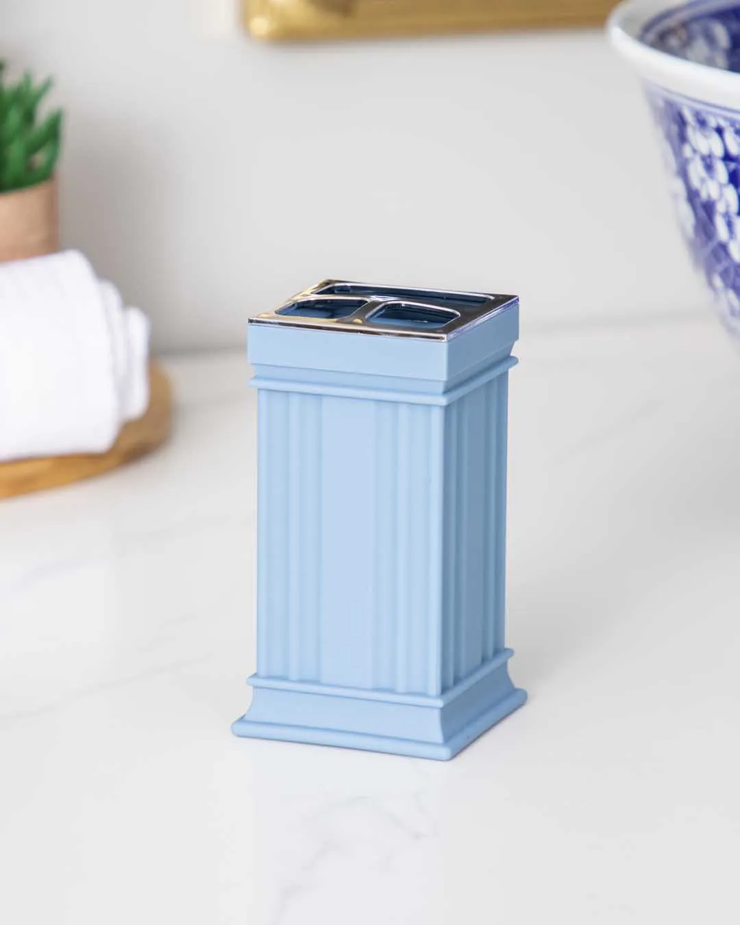 Traditional Contemporary 5 Piece Bathroom Set - Blue