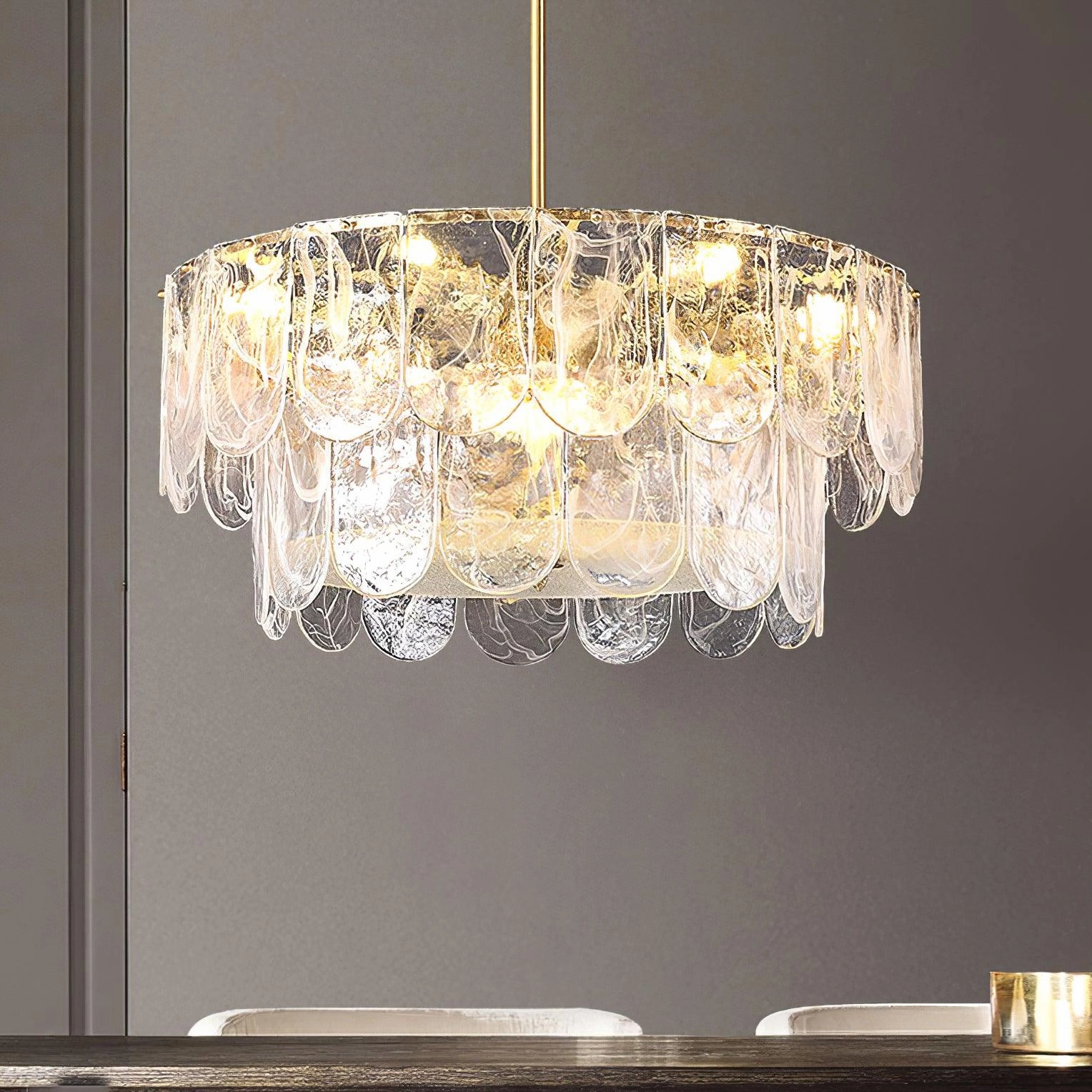 Traditional Classic Metal Glass Chandelier