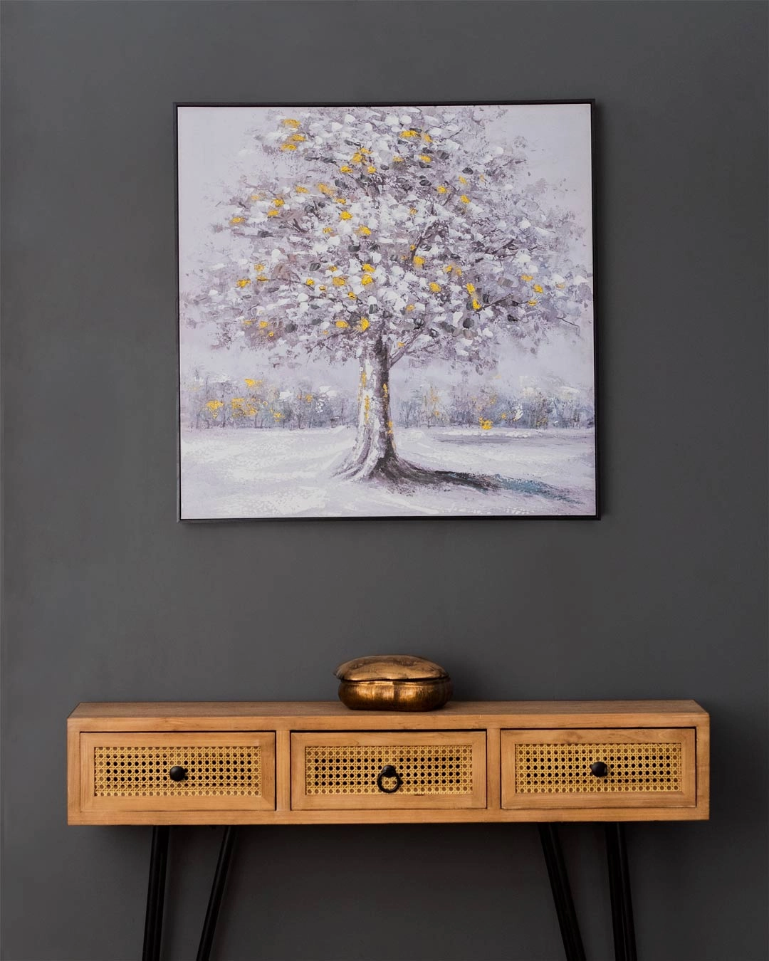 Tree Under the Willow Semi Hand-made Wall Art - 32*32 Inchnordic style wall decor