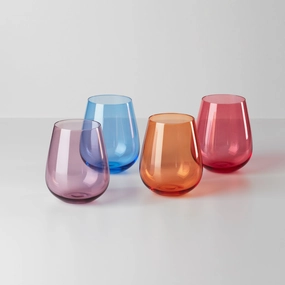True Colors Stemless Wine Glasses - Set Of 4glass cups ,personalized mugs 