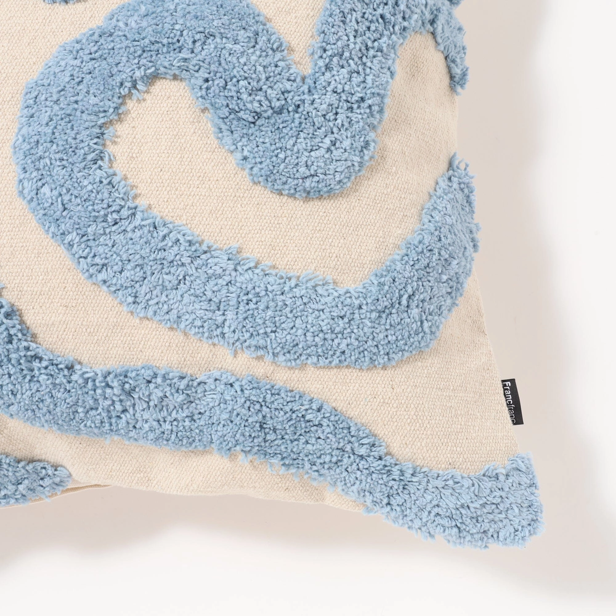 Tuft Drawing Cushion Cover 450 X 450 Blue
