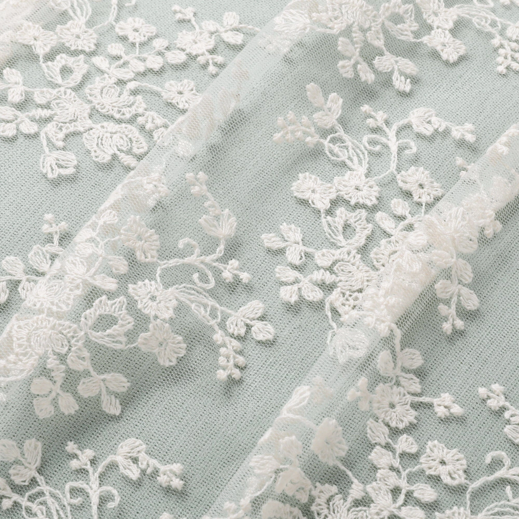 Tulle Flower Cushion Cover 450 X 450 Light Green