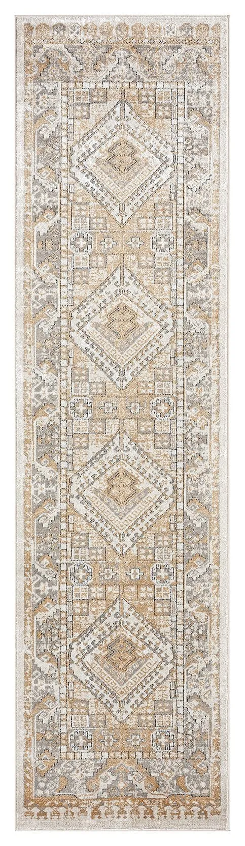 Tupelo Beige And Grey Tribal Medallion Runner Rugmodern color block patchwork rug