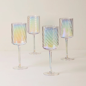 Tuscany Classics Iridescent White Wine Glasses - Set Of 4glass cups ,personalized mugs 