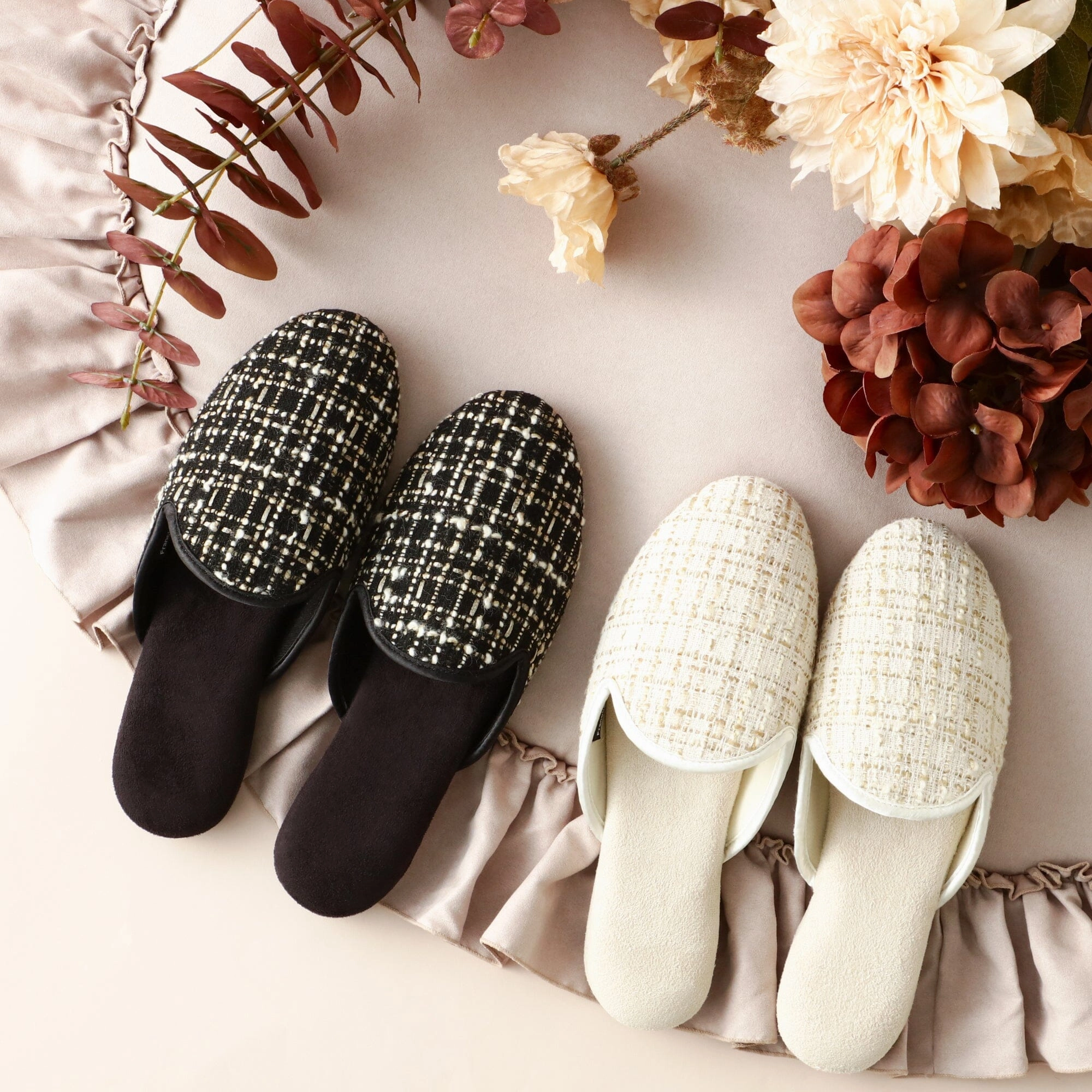 Tweed Room Shoes Black