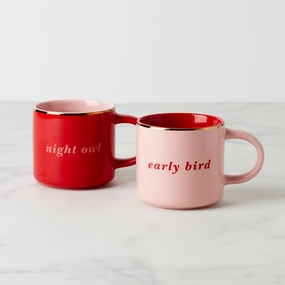 Two of a Kind Early Bird & Night Owl Mugs - Set of 2modern kitchen decor ,kitchen dinner set ,dinnerware 