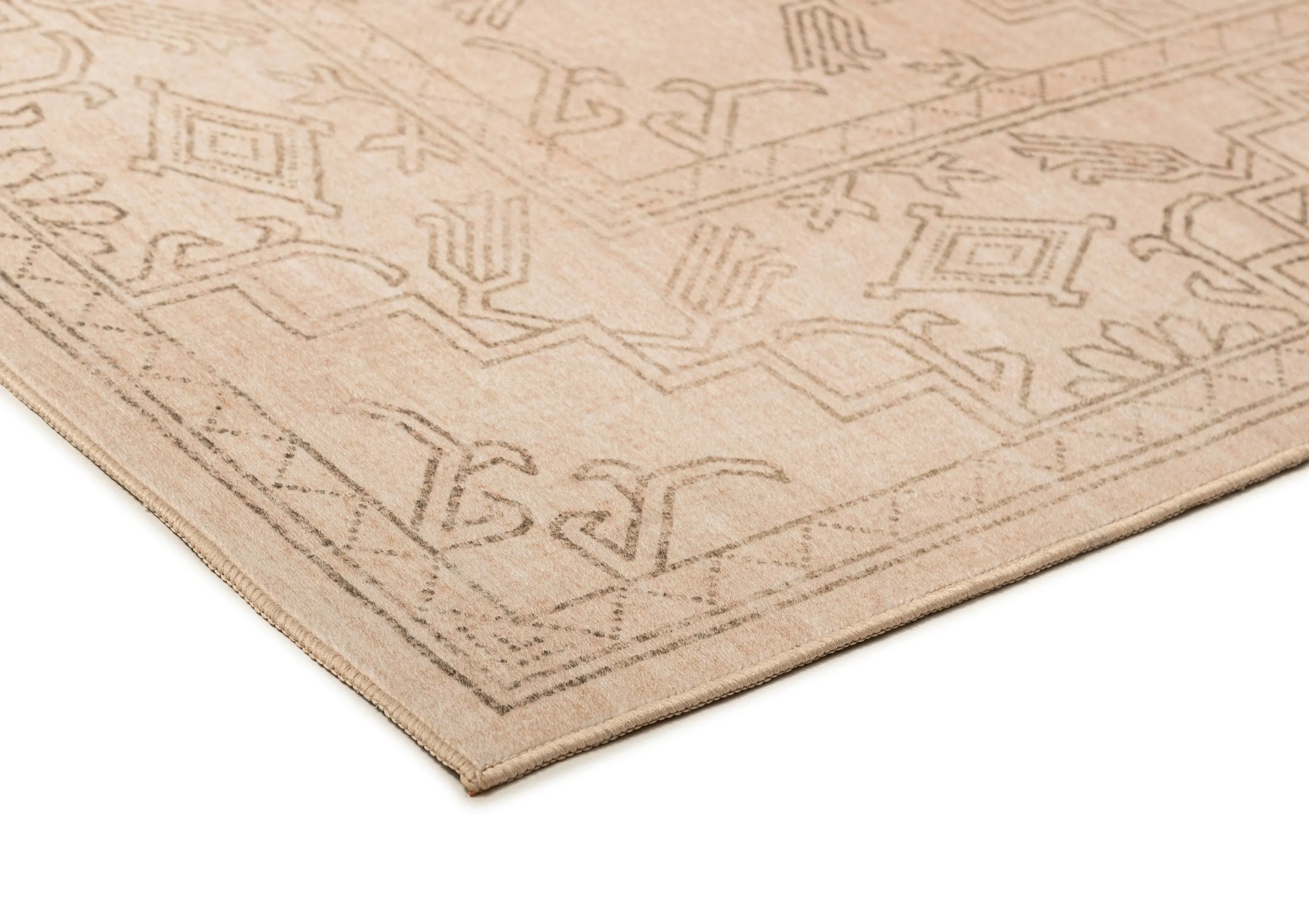 Valetta Beige Medallion Washable Rug