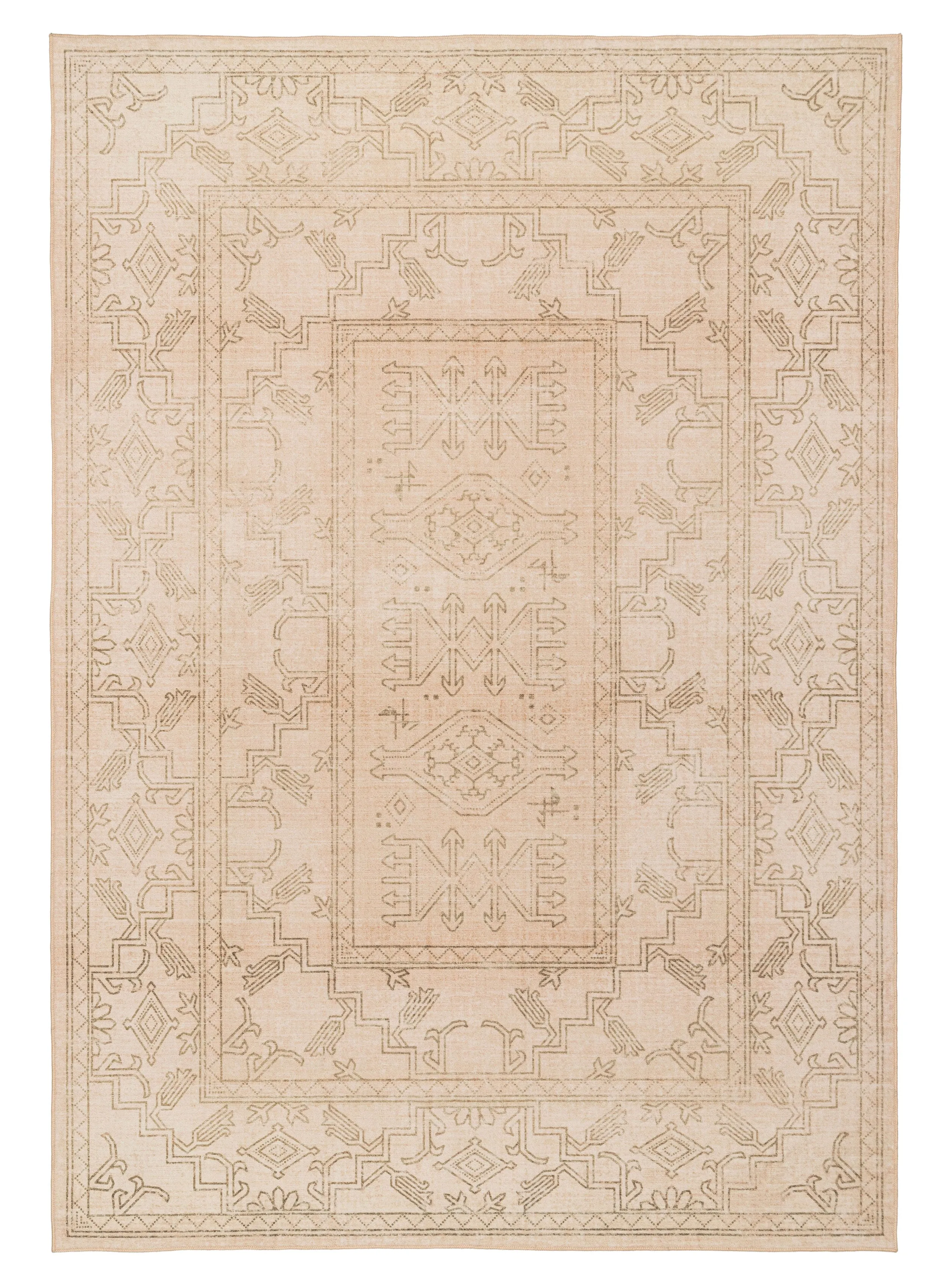Valetta Beige Medallion Washable Rugmodern color block patchwork rug