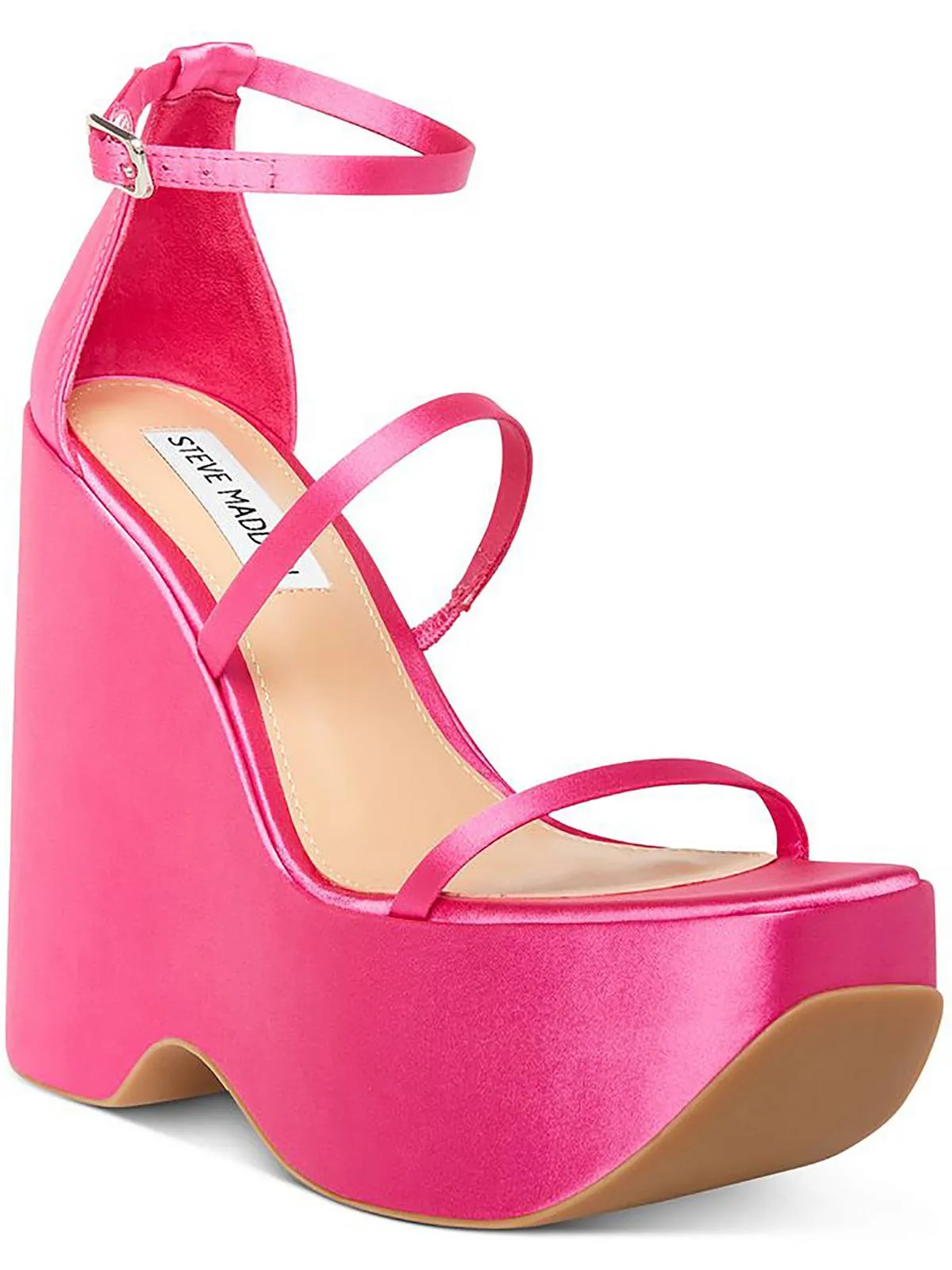 Varia Womens Satin Strappy Wedge Heels