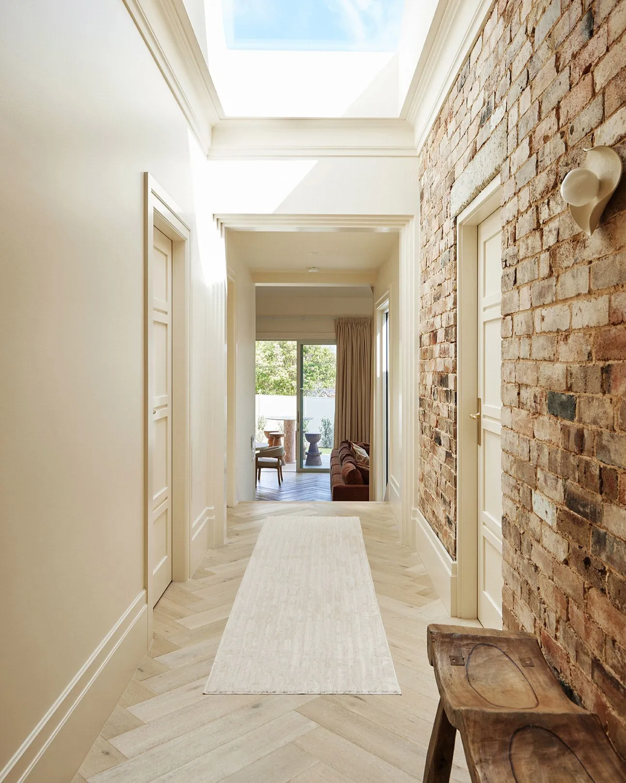 Veluz Cream Striped Washable Faux Fur Runner Rug