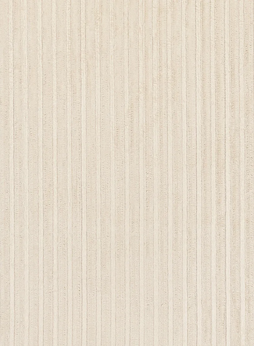Veluz Cream Striped Washable Faux Fur Runner Rug