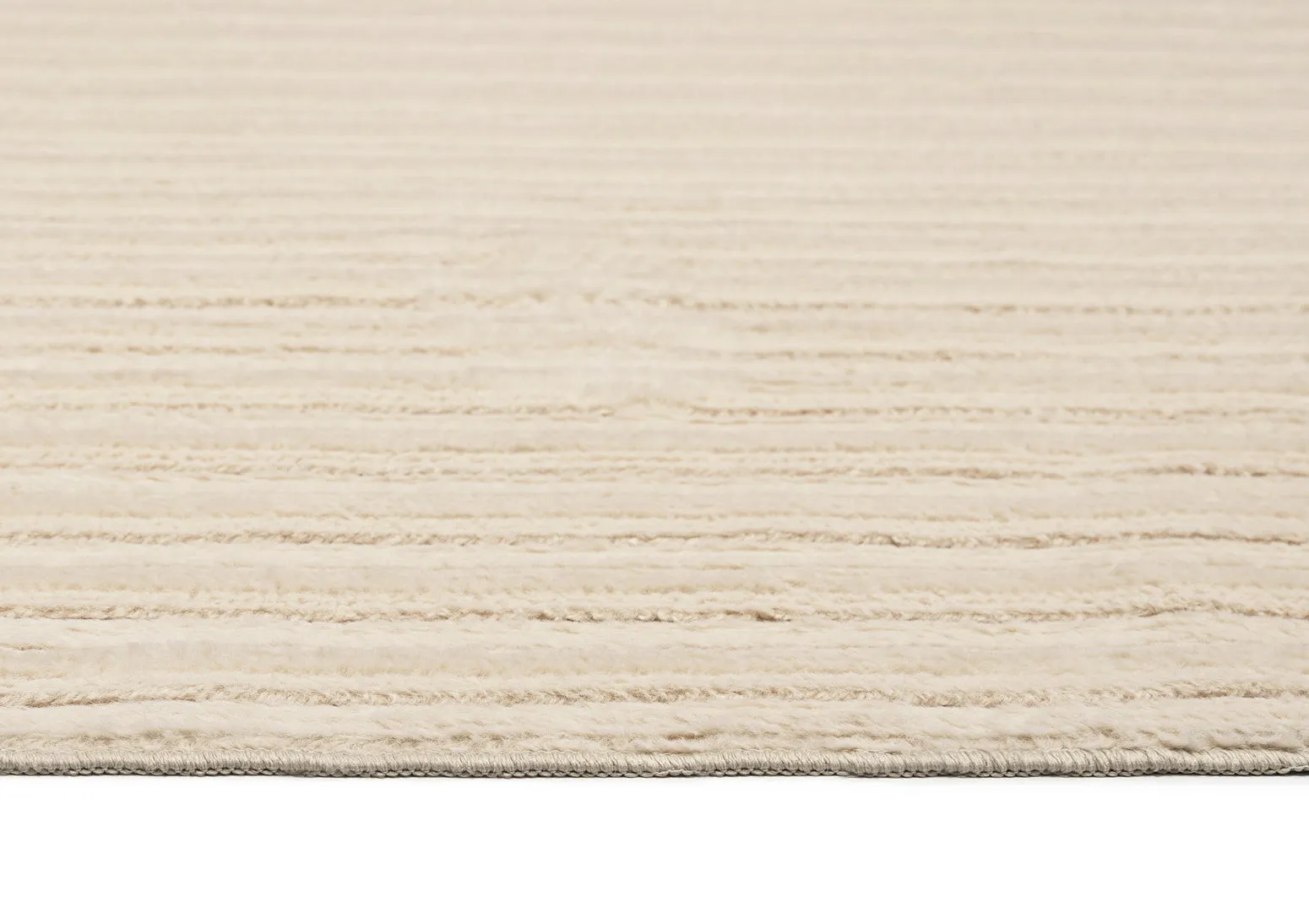 Veluz Cream Striped Washable Faux Fur Runner Rug