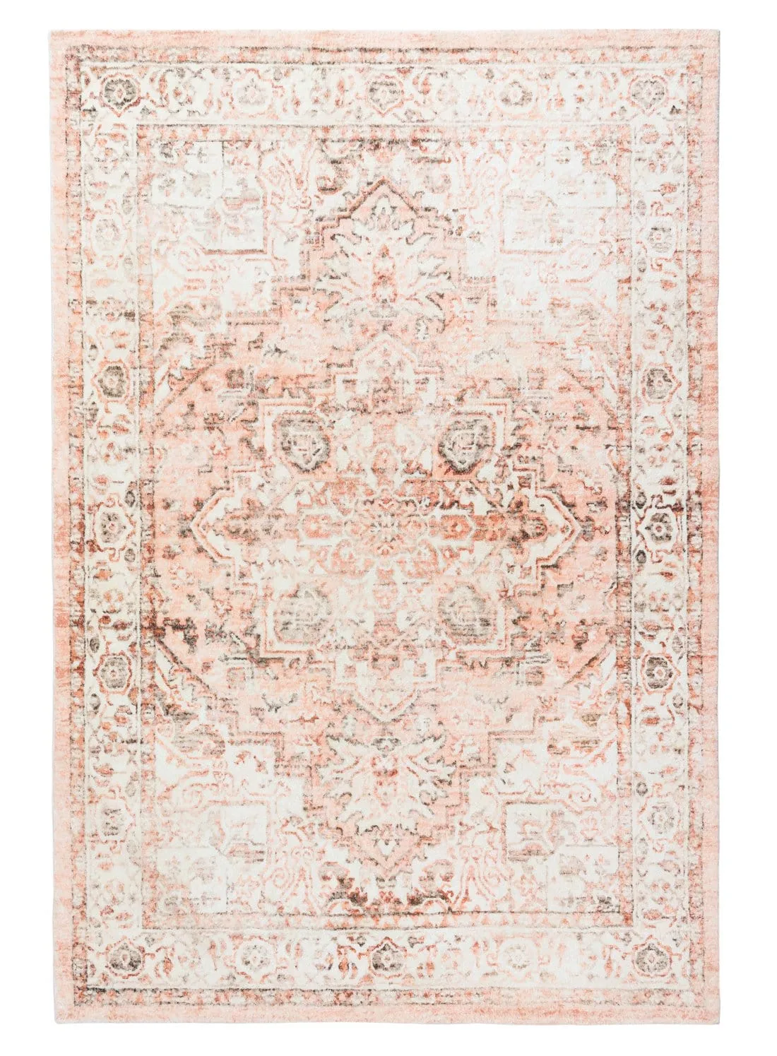 Veronique Peach and Brown Distressed Washable Rugmodern color block patchwork rug