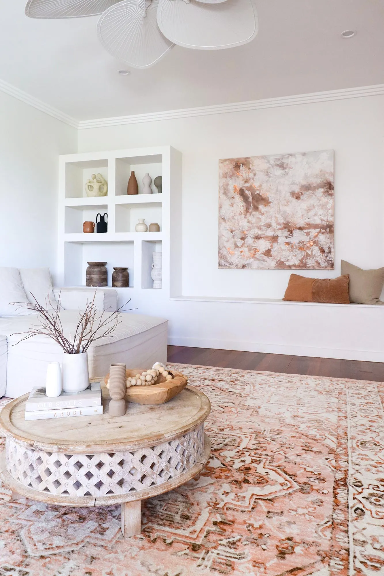 Veronique Peach and Brown Distressed Washable Rug