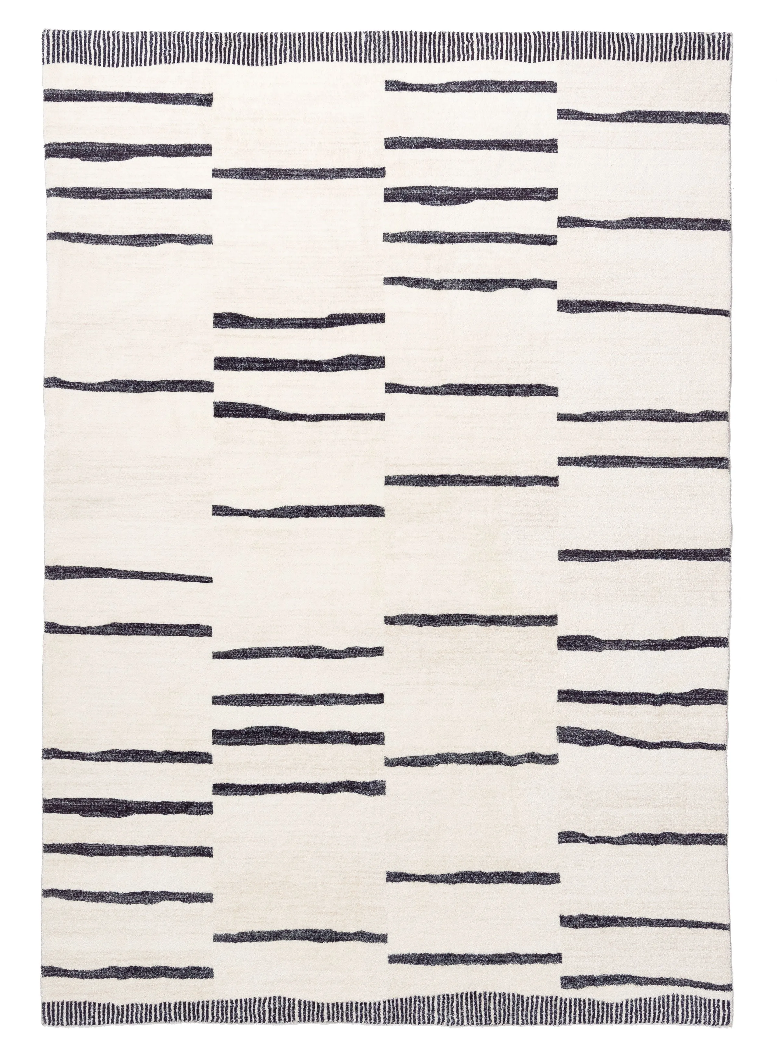 Vesper Black and Ivory Tribal Washable Rugmodern color block patchwork rug