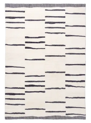 Vesper Black and Ivory Tribal Washable Rugmodern color block patchwork rug