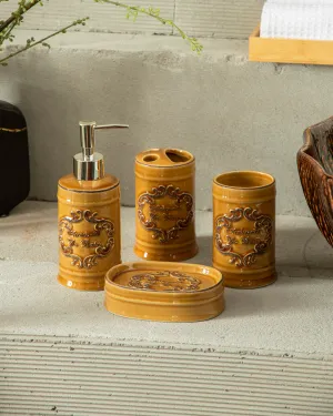 Vintage Baroque 4-Piece Bath Set - Yellowbathroom decor,boho bathroom decor,minimalist bathroom decor