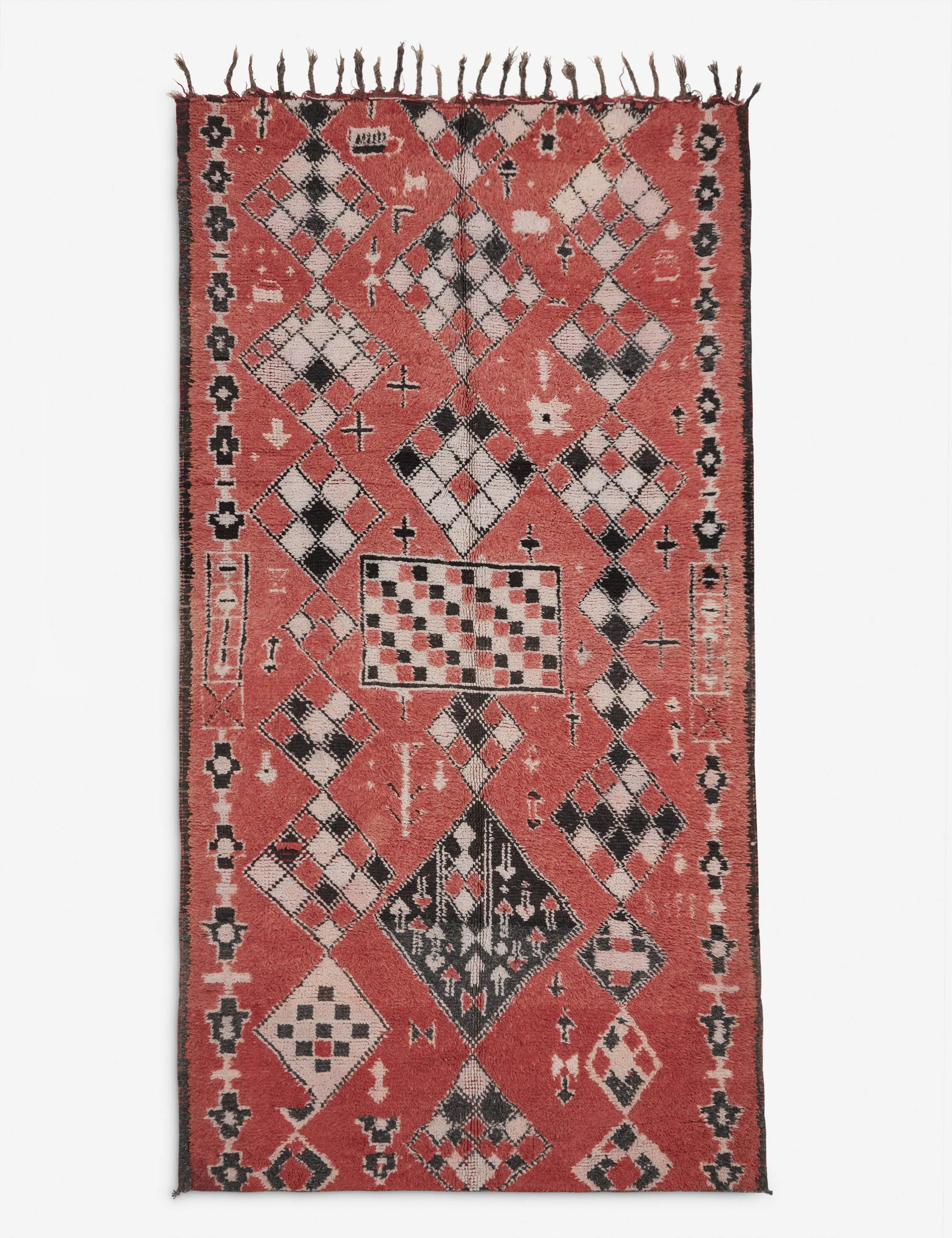 Vintage Moroccan Hand-Knotted Wool Rug No. 36, 5'7" x 11'1"modern color block patchwork rug