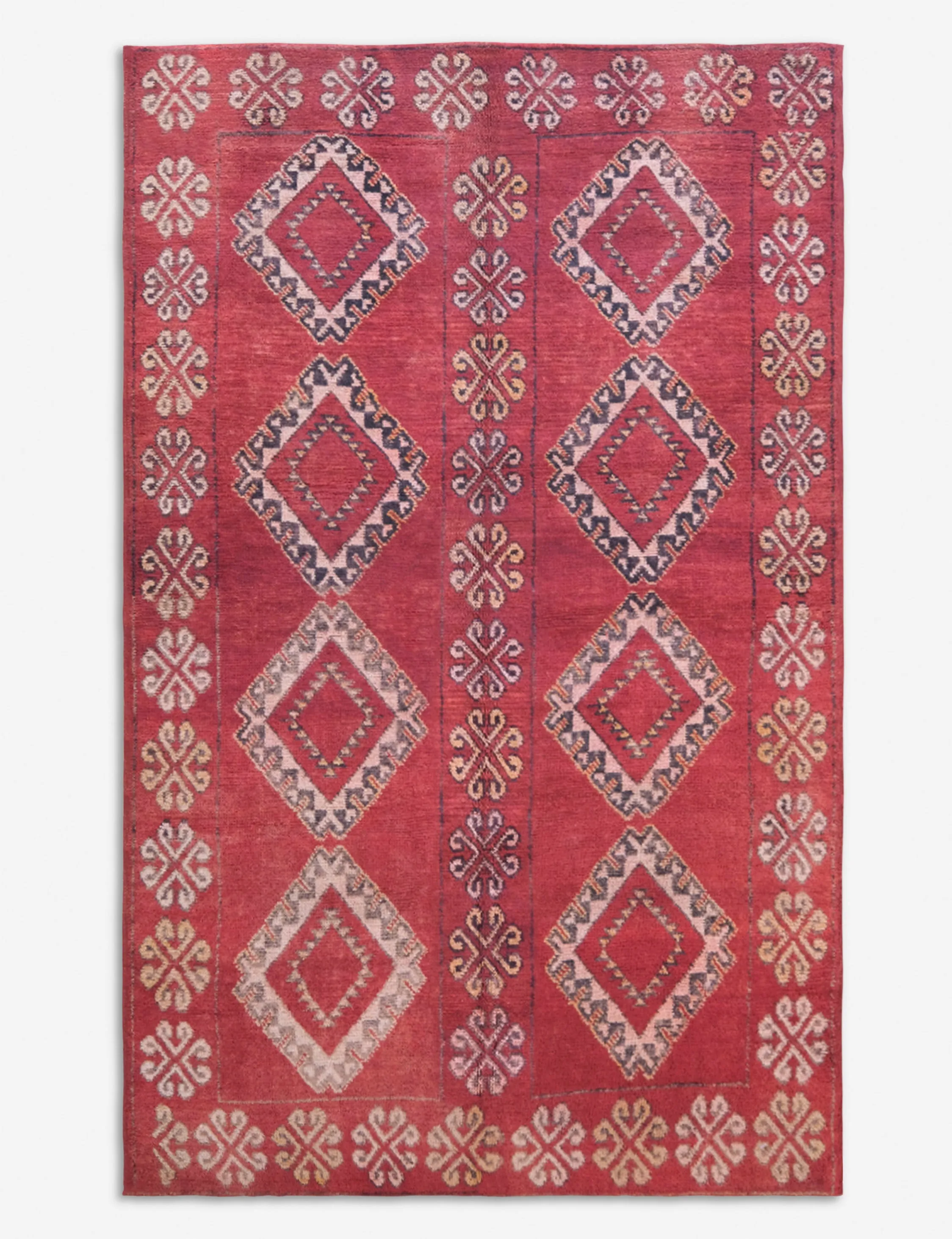 Vintage Moroccan Hand-Knotted Wool Rug No. 47, 5'5 x 8'7modern color block patchwork rug