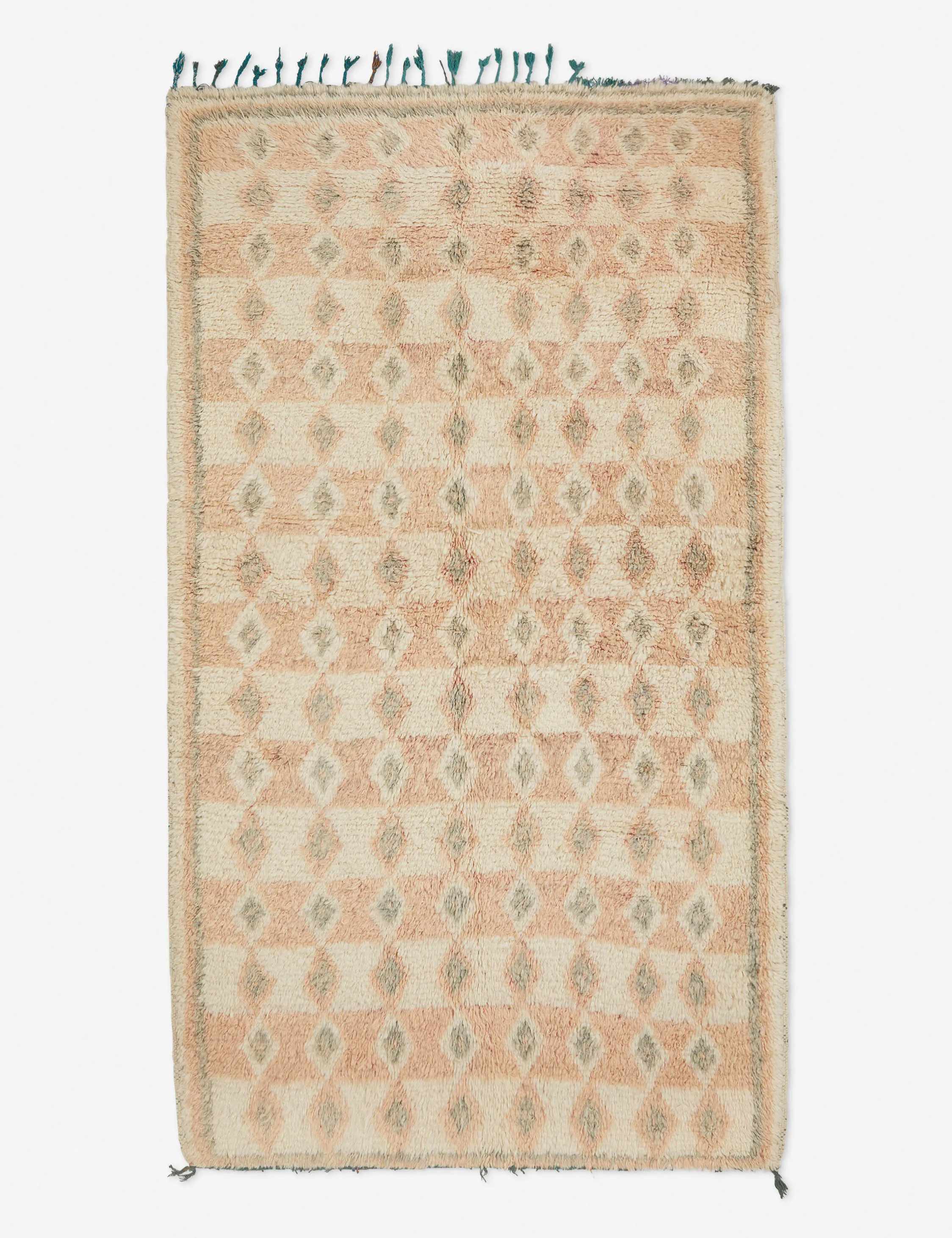 Vintage Moroccan Hand-Knotted Wool Runner Rug No. 10, 4'6" x 8'4"modern color block patchwork rug
