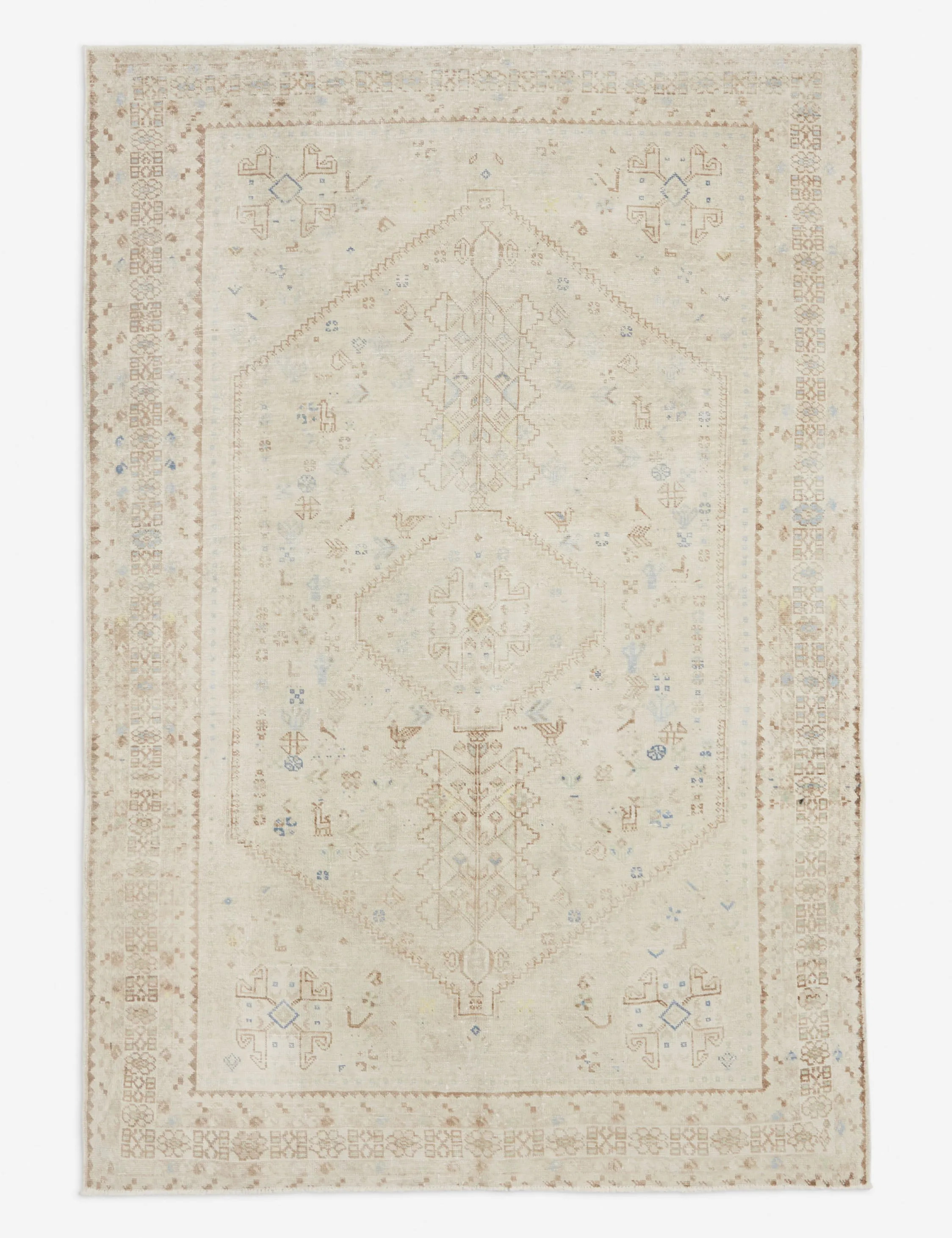 Vintage Persian Hand-Knotted Wool Rug No. 13, 5'5" x 8'modern color block patchwork rug