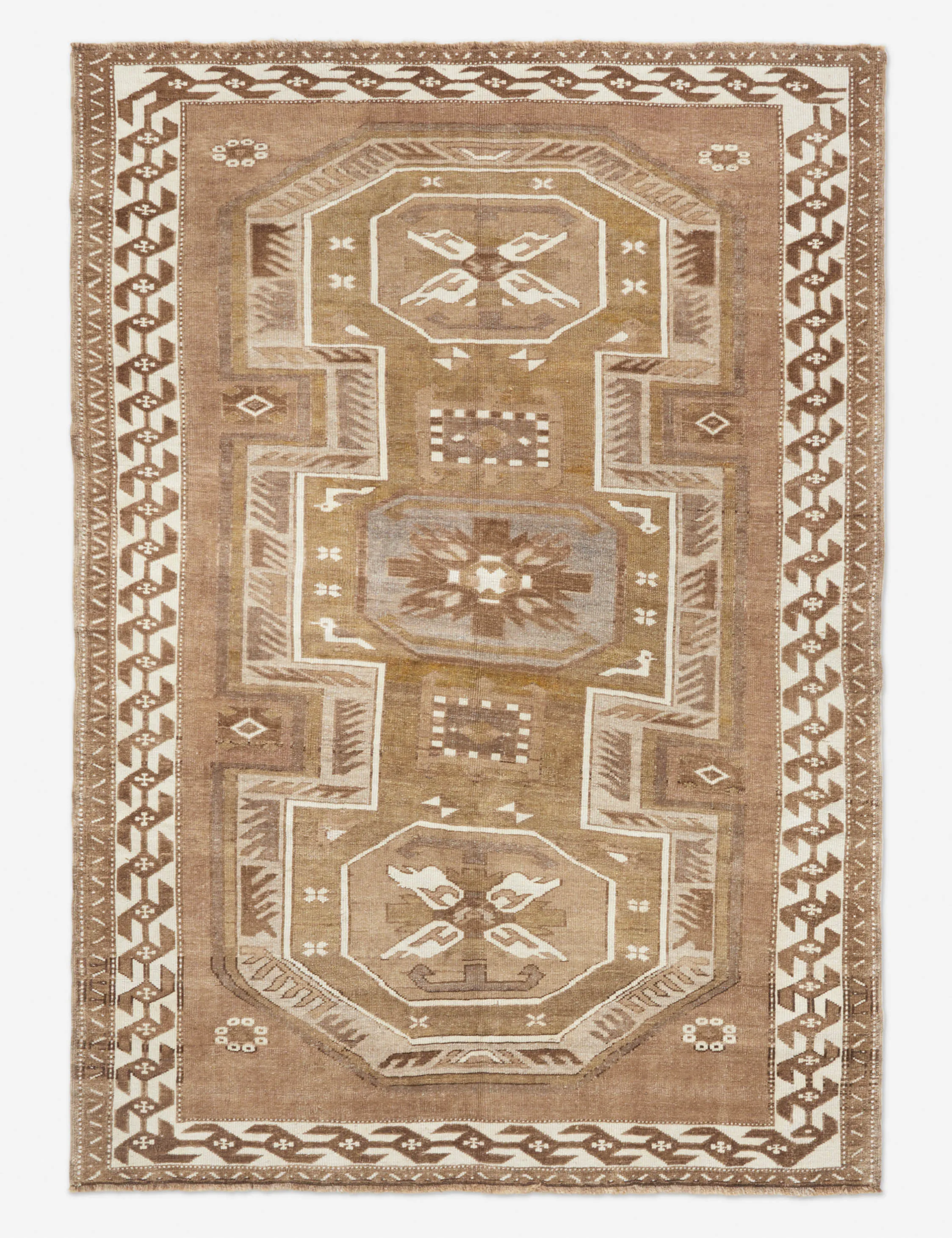 Vintage Turkish Hand-Knotted Wool Rug No. 243, 5'10" x 7'10"modern color block patchwork rug