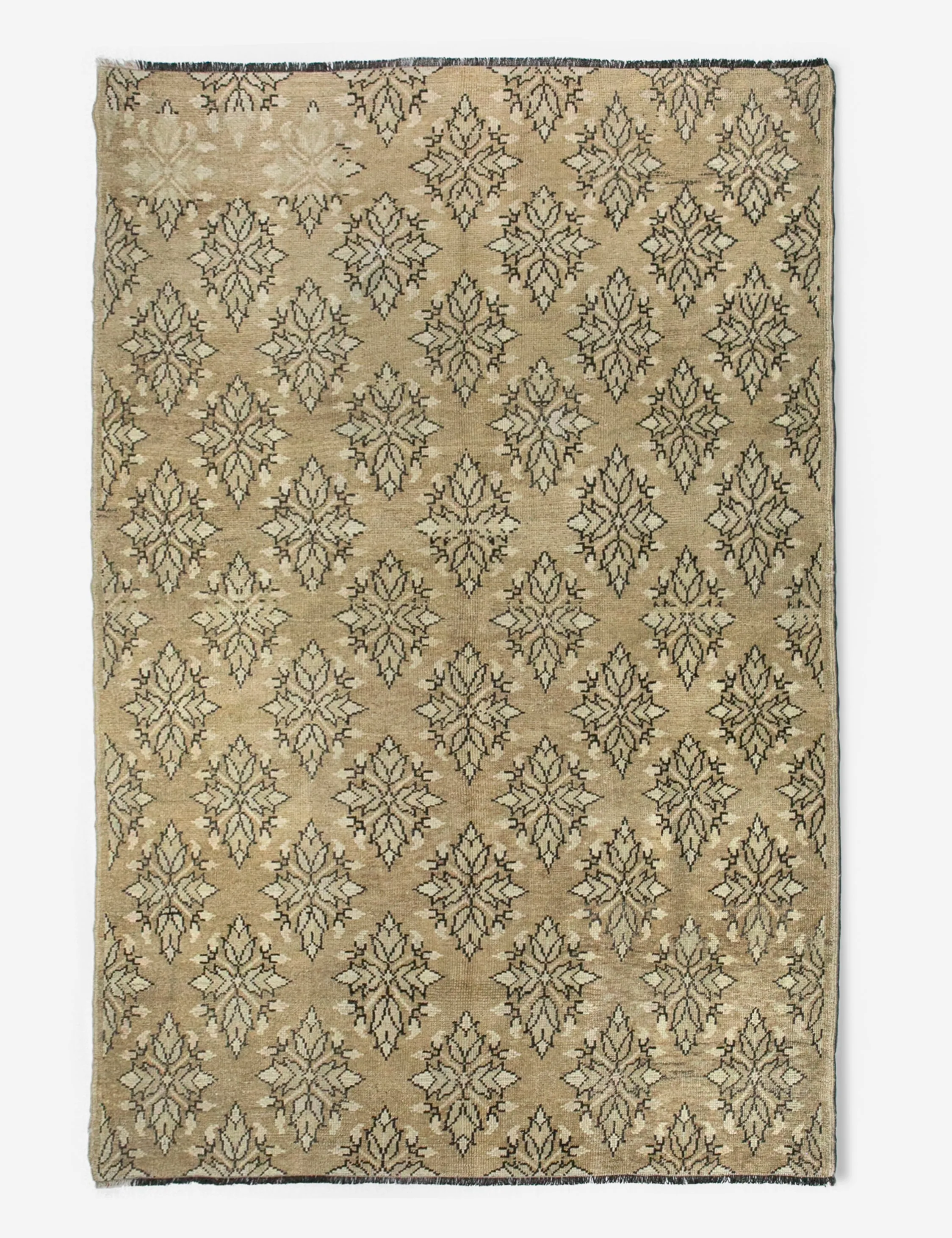Vintage Turkish Hand-Knotted Wool Rug No. 370, 5'1" x 7'4"modern color block patchwork rug