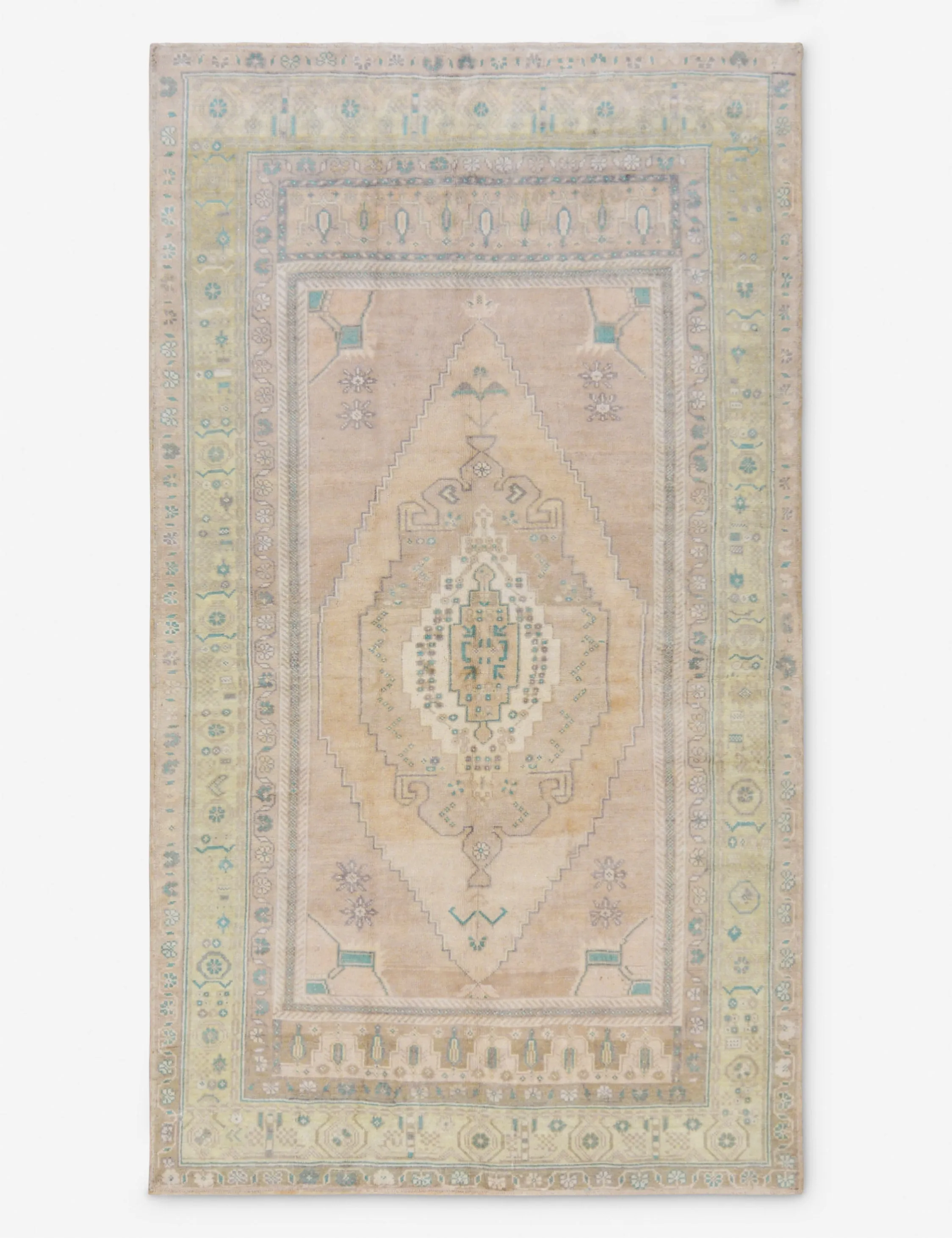 Vintage Turkish Hand-Knotted Wool Rug No. 416, 5'1" x 9'modern color block patchwork rug