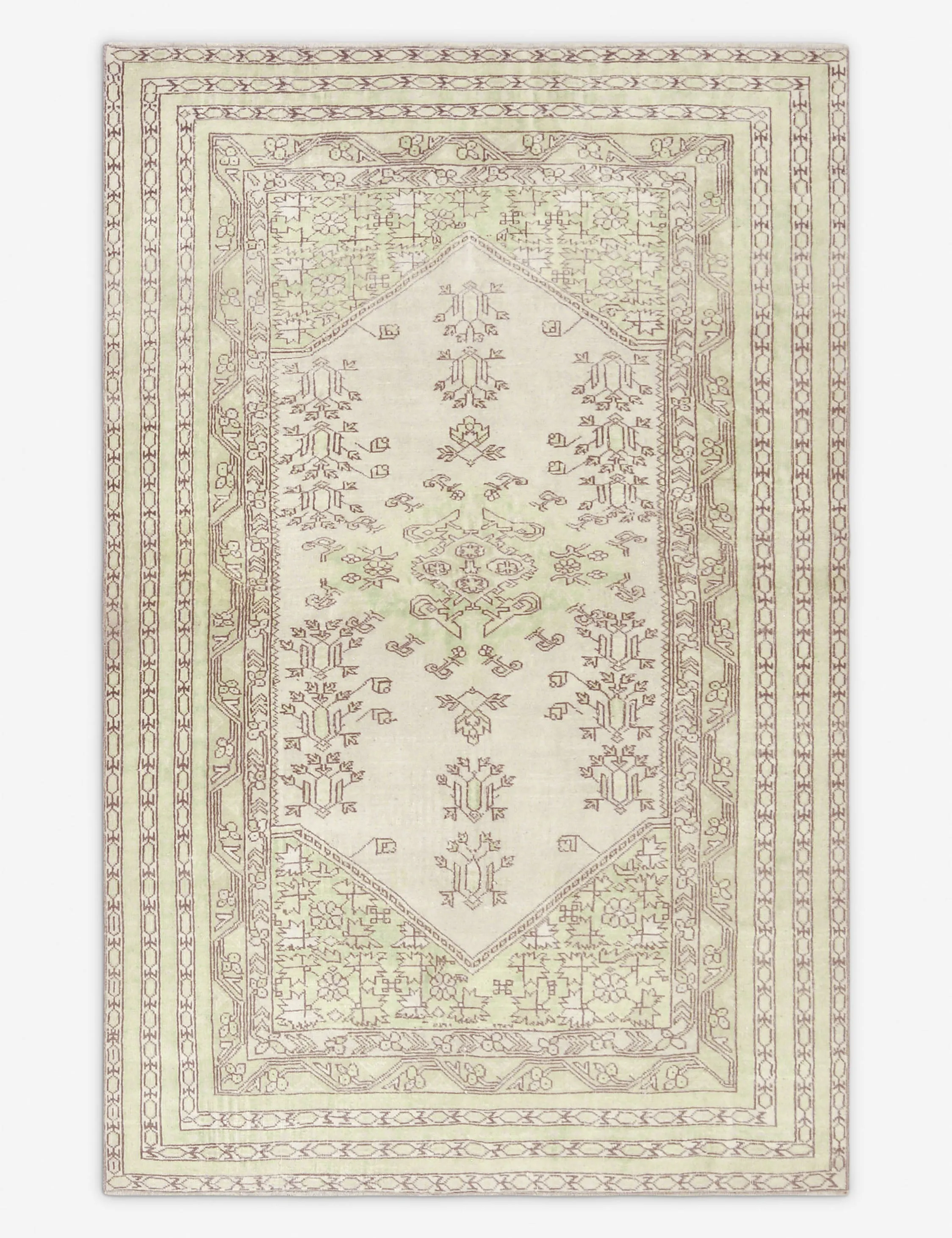 Vintage Turkish Hand-Knotted Wool Rug No. 421, 4'8" x 7'modern color block patchwork rug