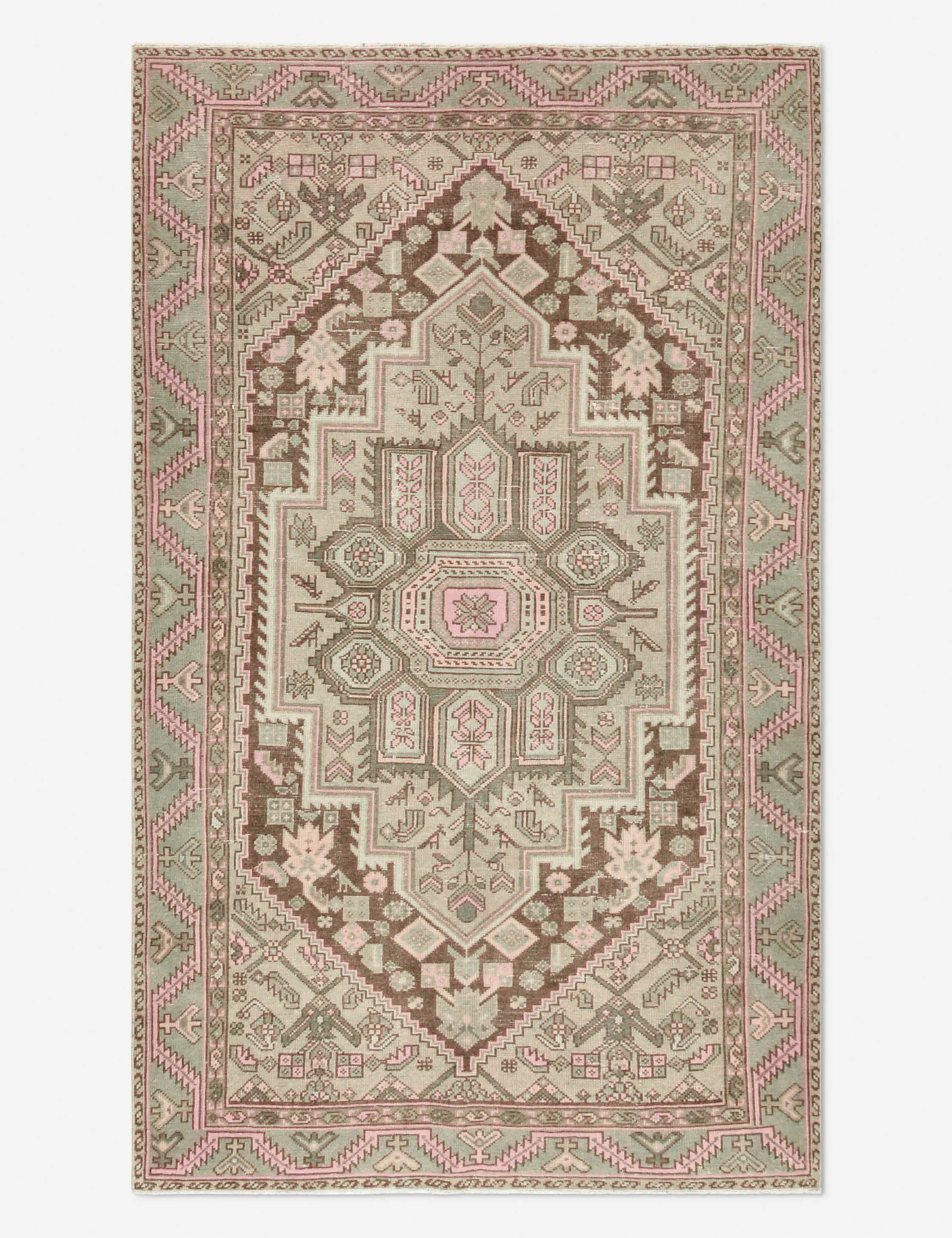 Vintage Turkish Hand-Knotted Wool Rug No. 430, 4'1" x 6'9"modern color block patchwork rug