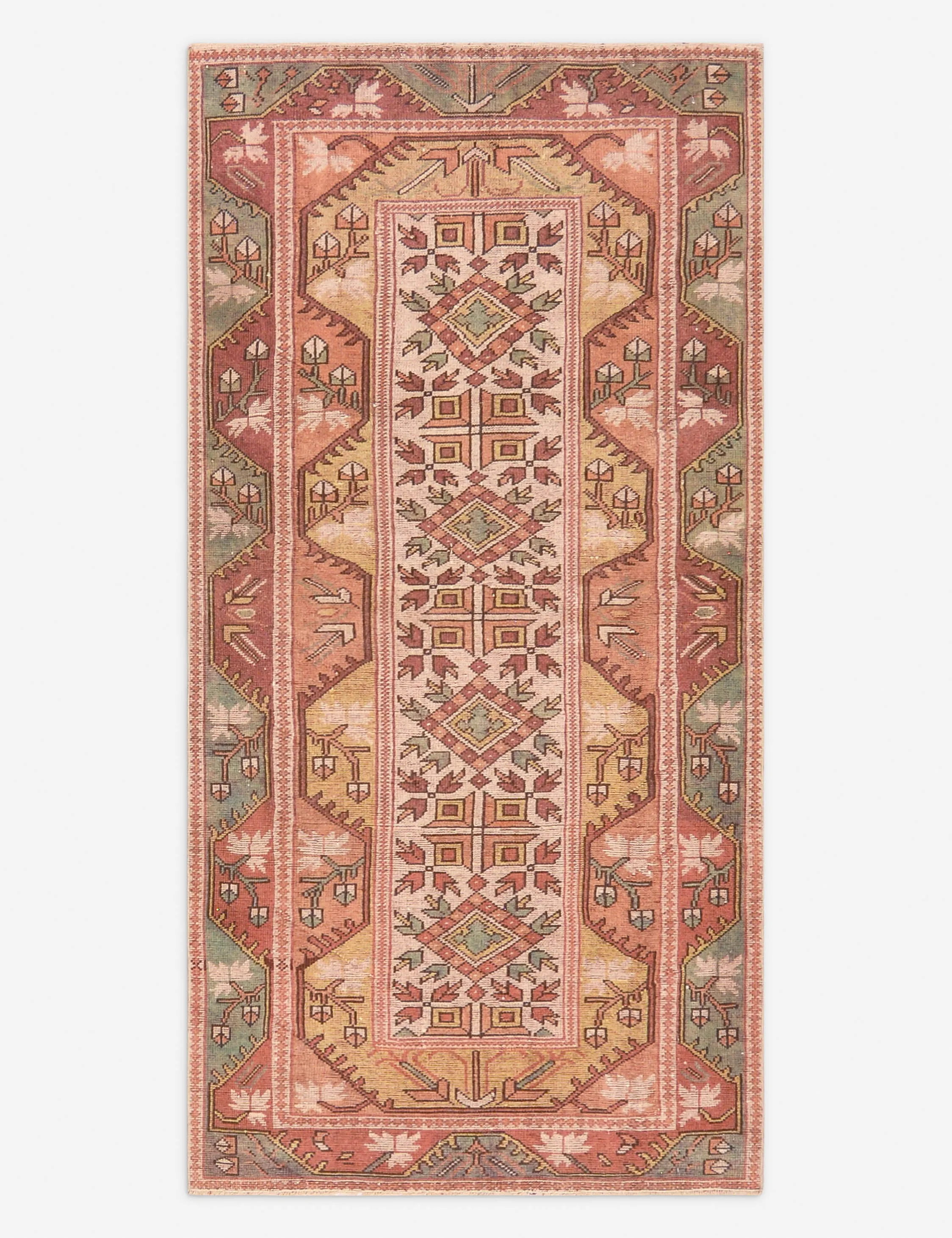 Vintage Turkish Hand-Knotted Wool Rug No. 437, 3'1" x 6'5"modern color block patchwork rug